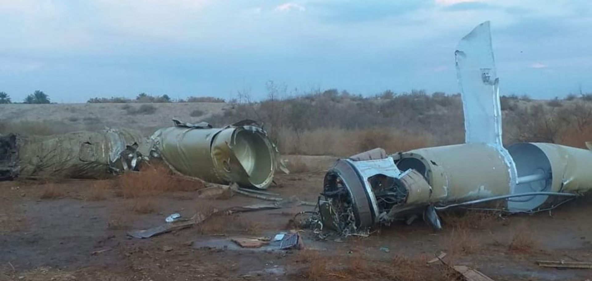 This photo shows pieces of a Qaim 1 missile after Iran targeted the Ayn al-Asad Air Base in Iraq on Jan. 8, 2020.