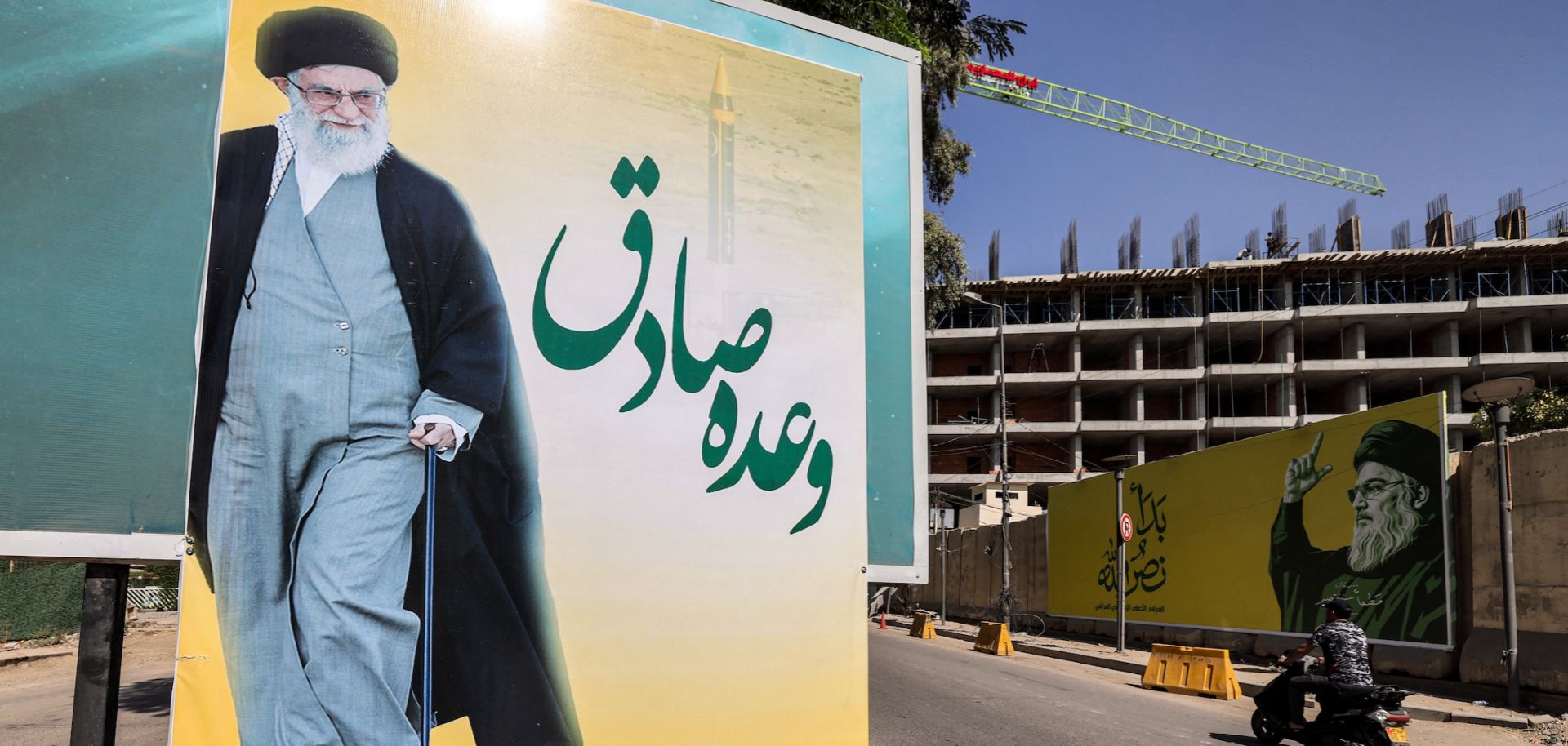 A billboard showing Iran's Supreme Leader Ali Khamenei is seen in Baghdad, Iraq, on Oct. 7, 2024.