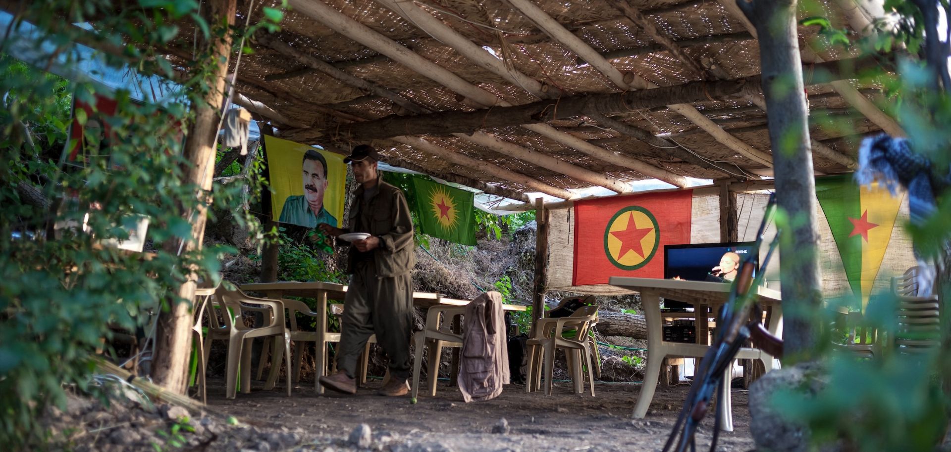 A media department run by the Kurdistan Workers' Party (PKK) is seen inside a mountain north of Iraq's Dohuk province in June 2013.