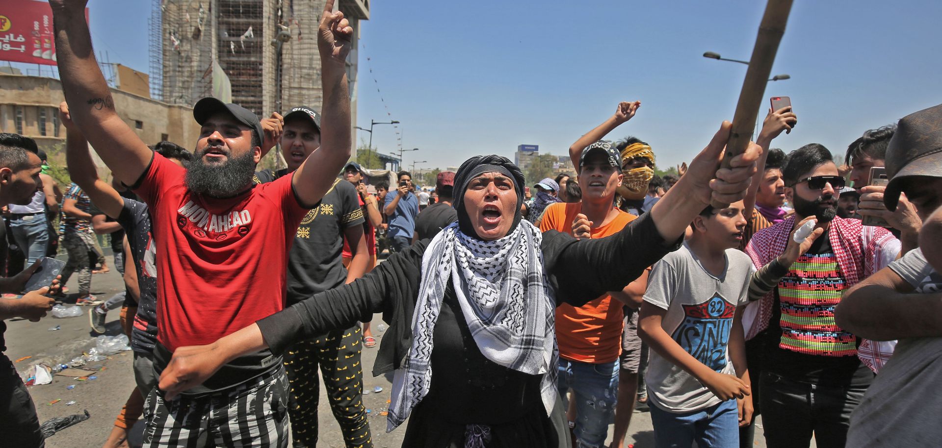 An anti-government demonstration in Baghdad on May 10, 2020.