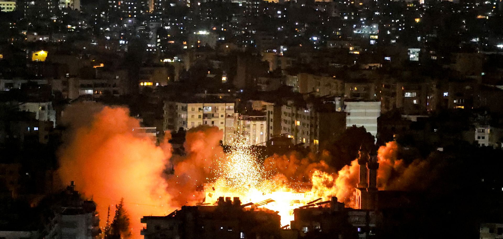 Smoke and fire erupted from the site of an Israeli airstrike on a suburb south of Beirut, Lebanon, on June 5, 2025. 