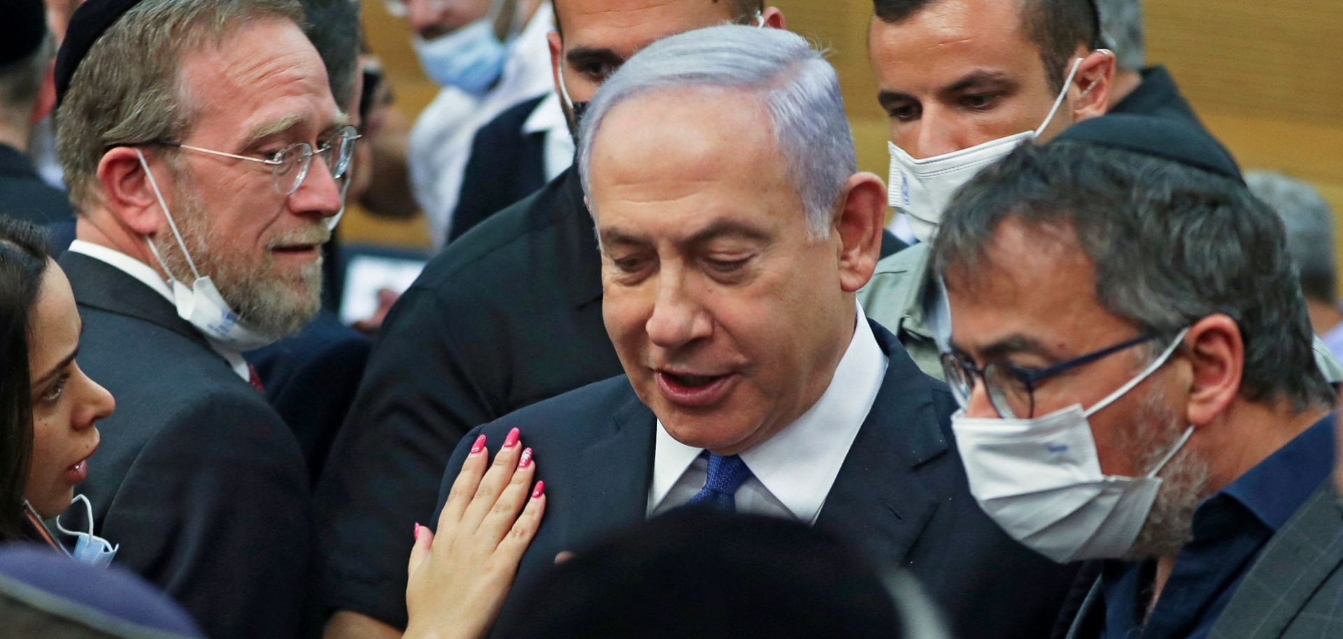 Israeli Prime Minister Benjamin Netanyahu on June 2, 2021, attends a special session of the Knesset in Jerusalem.