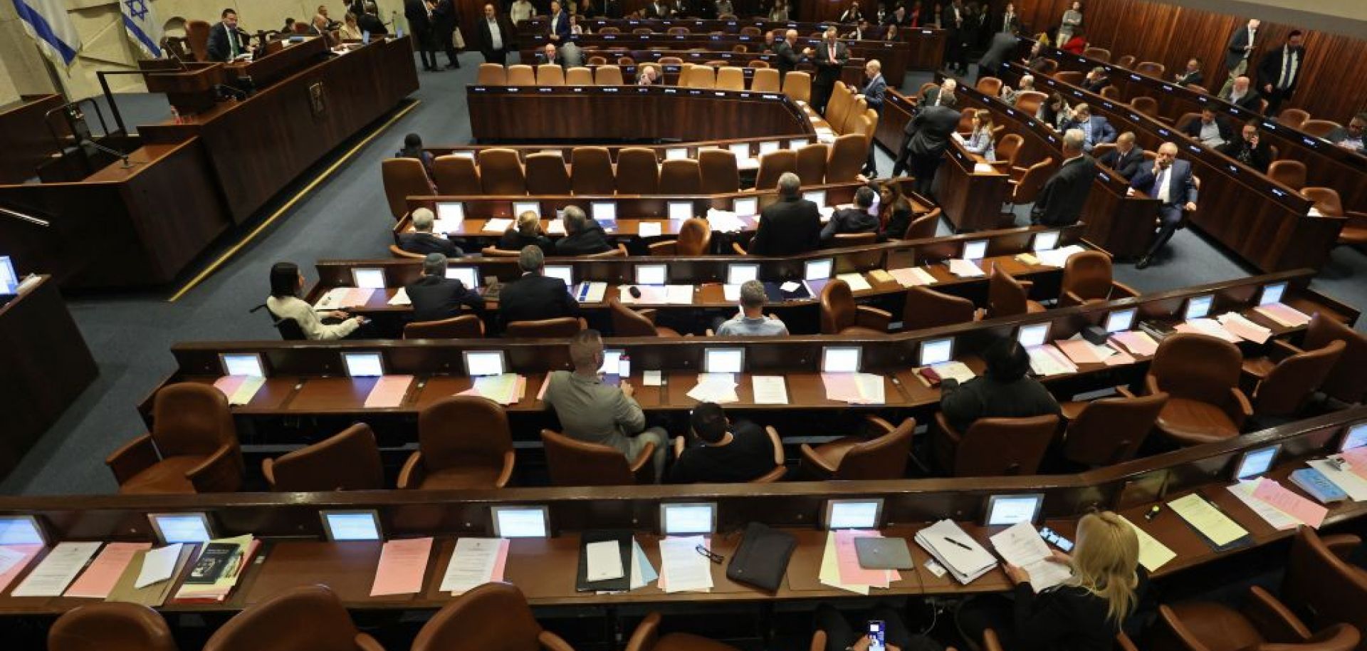 A general view shows a session at the Israeli parliament, the Knesset, in Jerusalem on March 20, 2023. 