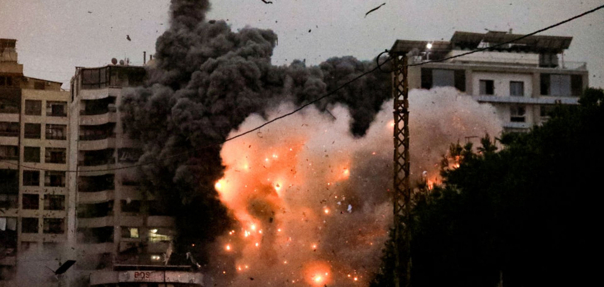 A fireball erupts from the site of an Israeli airstrike that targeted suburbs south of Beirut, Lebanon, on Nov. 25, 2024. 