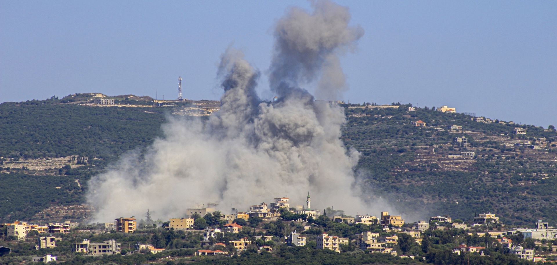 Smoke billows following an Israeli airstrike in the southern Lebanese border village of Chihine on July 28, 2024.