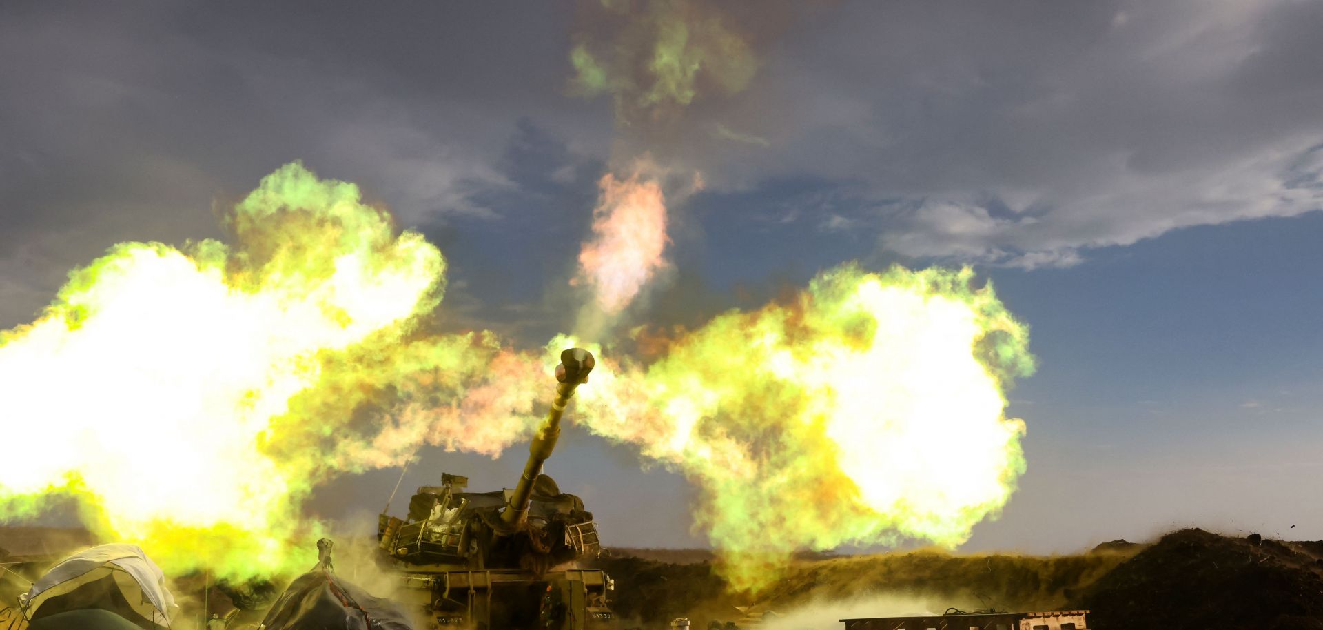 An Israeli artillery unit fires during a military drill Nov. 2, 2023, in the Golan Heights near the border with Lebanon.