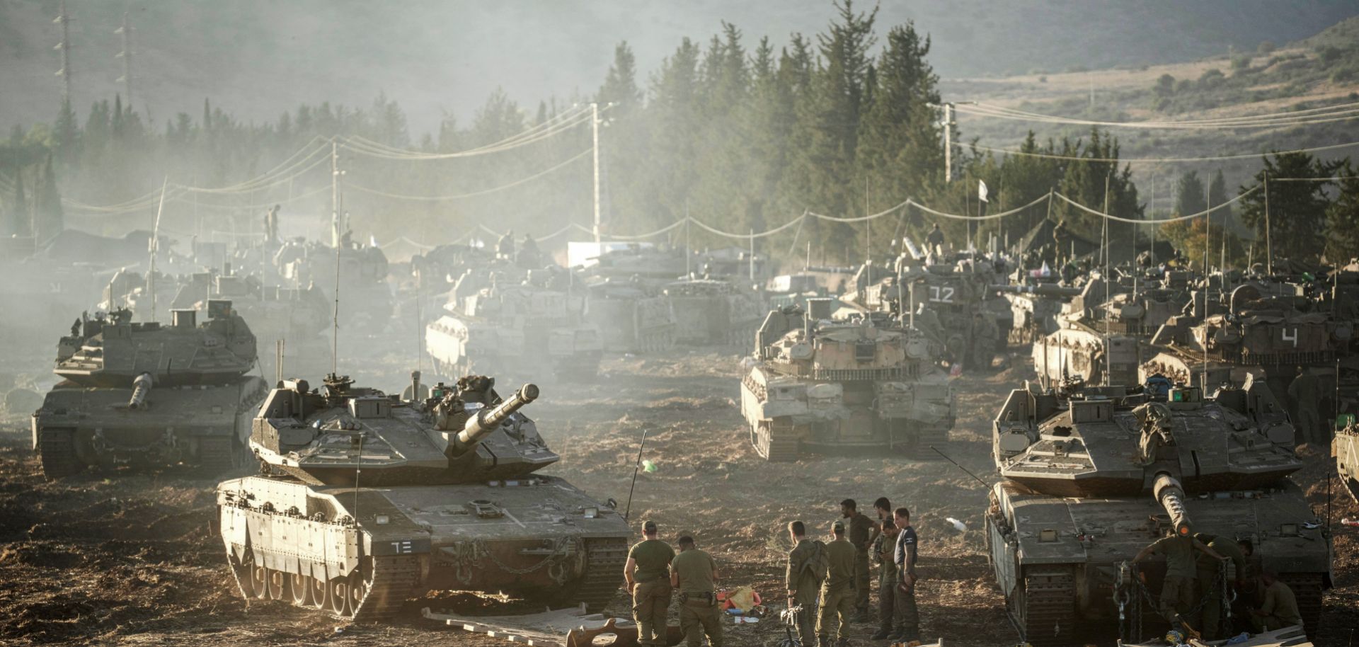 Israeli tanks gather by the Lebanese border on Sept. 30, 2024. 