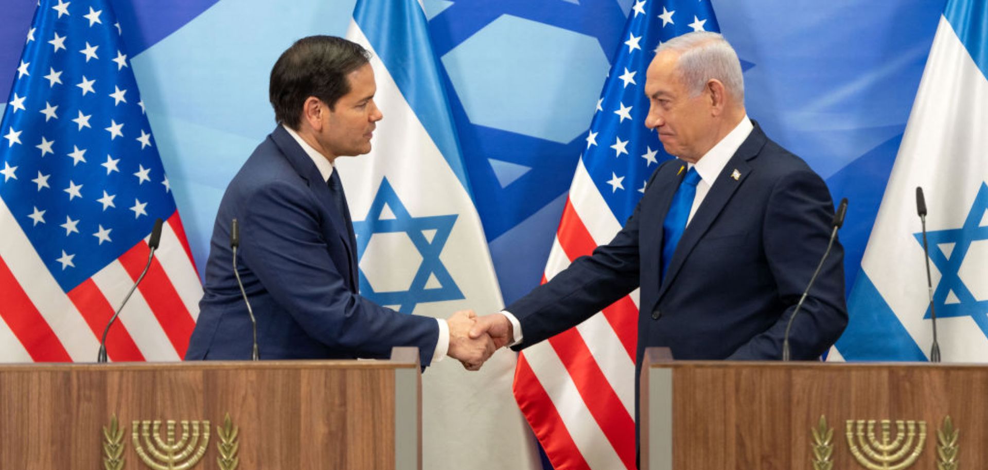 U.S. Secretary of State Marco Rubio (L) and Israeli Prime Minister Benjamin Netanyahu during a joint press conference Feb. 16 at the prime minister's office in Jerusalem.