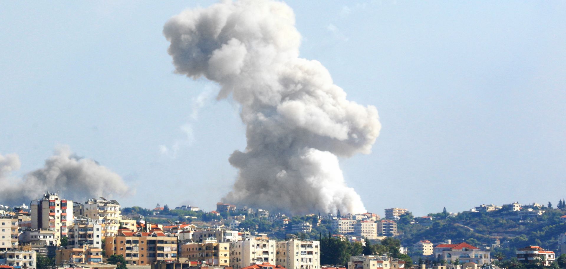 Smoke billows from a site targeted by an Israeli shelling in the southern Lebanese village of Zaita on Sept. 23, 2024. 