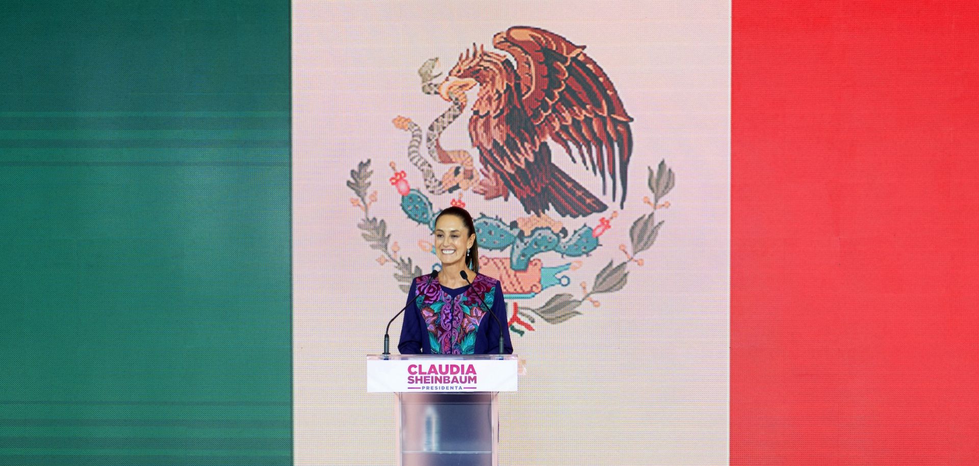 Mexican President-elect Claudia Sheinbaum celebrates the results of the country's general election in Mexico City, Mexico, on June 3, 2024. 