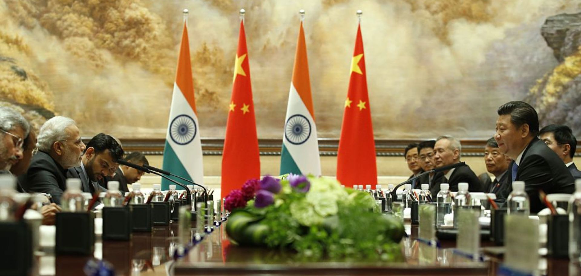 Indian Prime Minister Narendra Modi and Chinese President Xi Jinping attend a meeting on May 14, 2015, in Xian, China.
