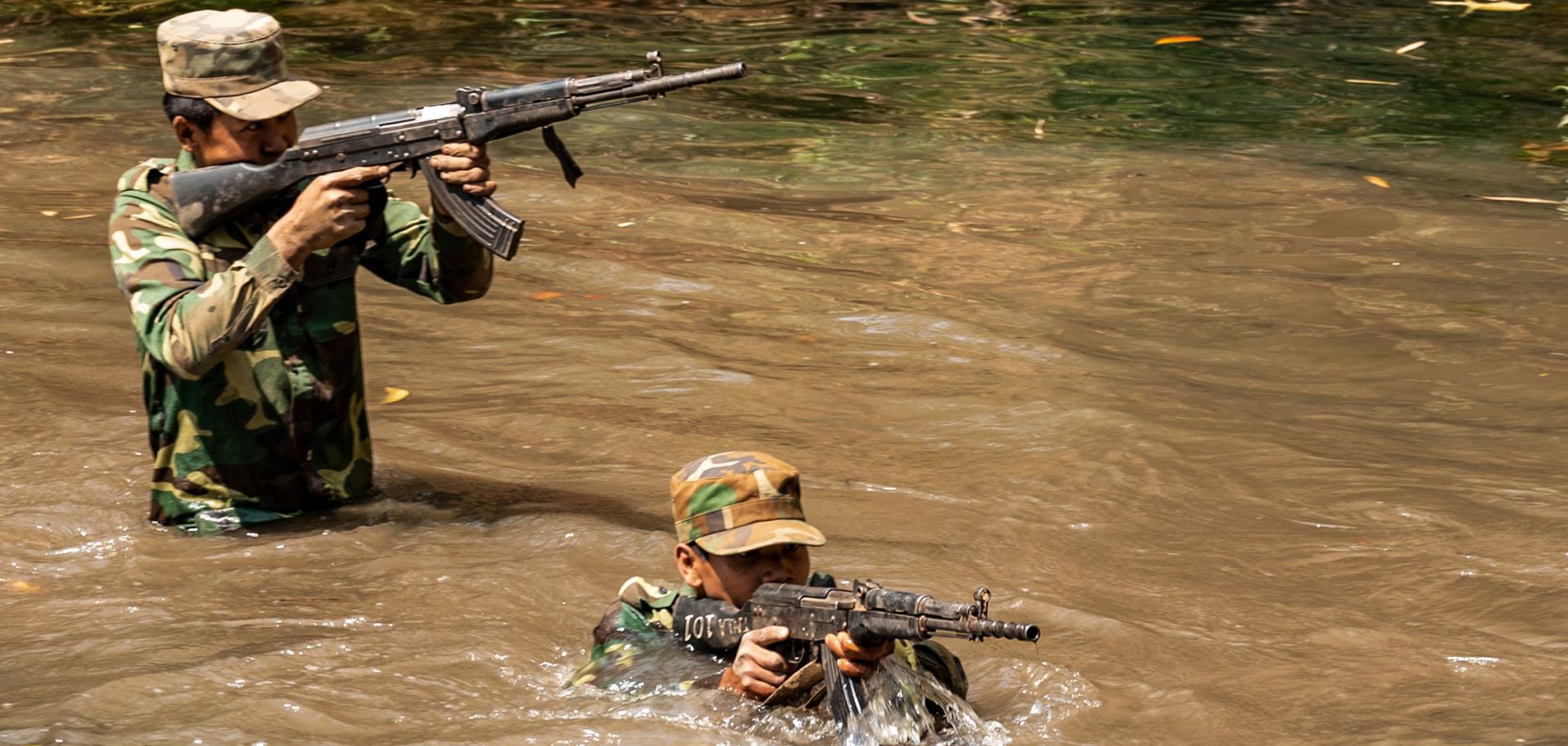 Members of the Ta'ang National Liberation Army ethnic armed organization train March 8, 2023, in Myanmar's northern Shan state.