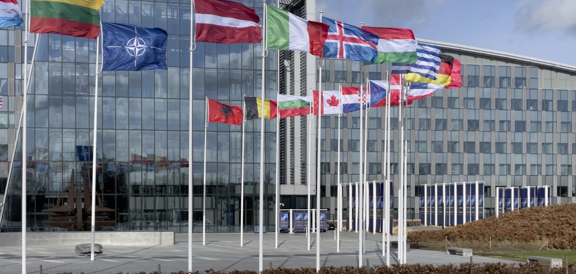 The NATO headquarters is seen in Brussels, Belgium.