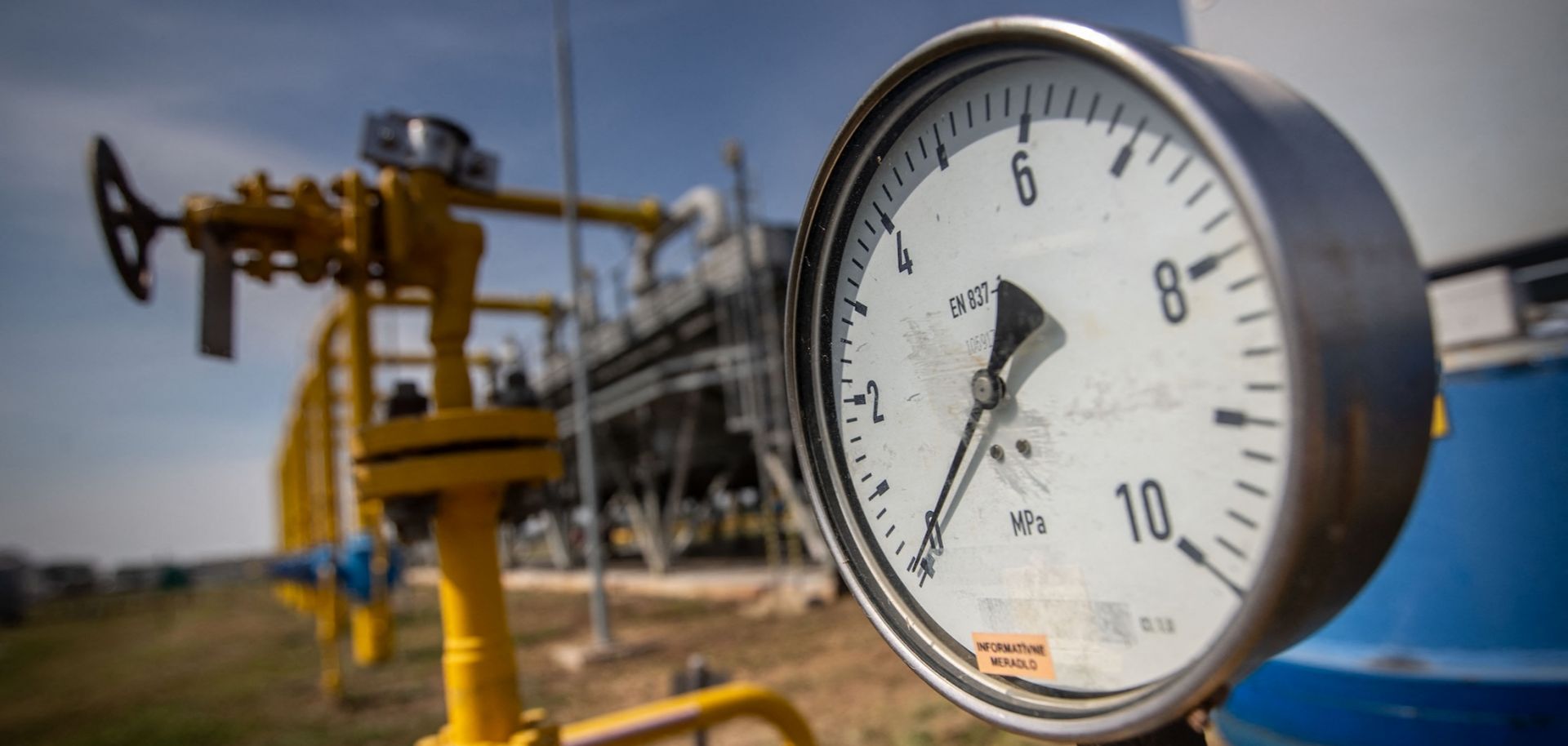 This picture taken on Sept. 2, 2014, shows equipment from the border release and compressor station of the gas pipeline from Ukraine in Veke Kapusany, eastern Slovakia. 