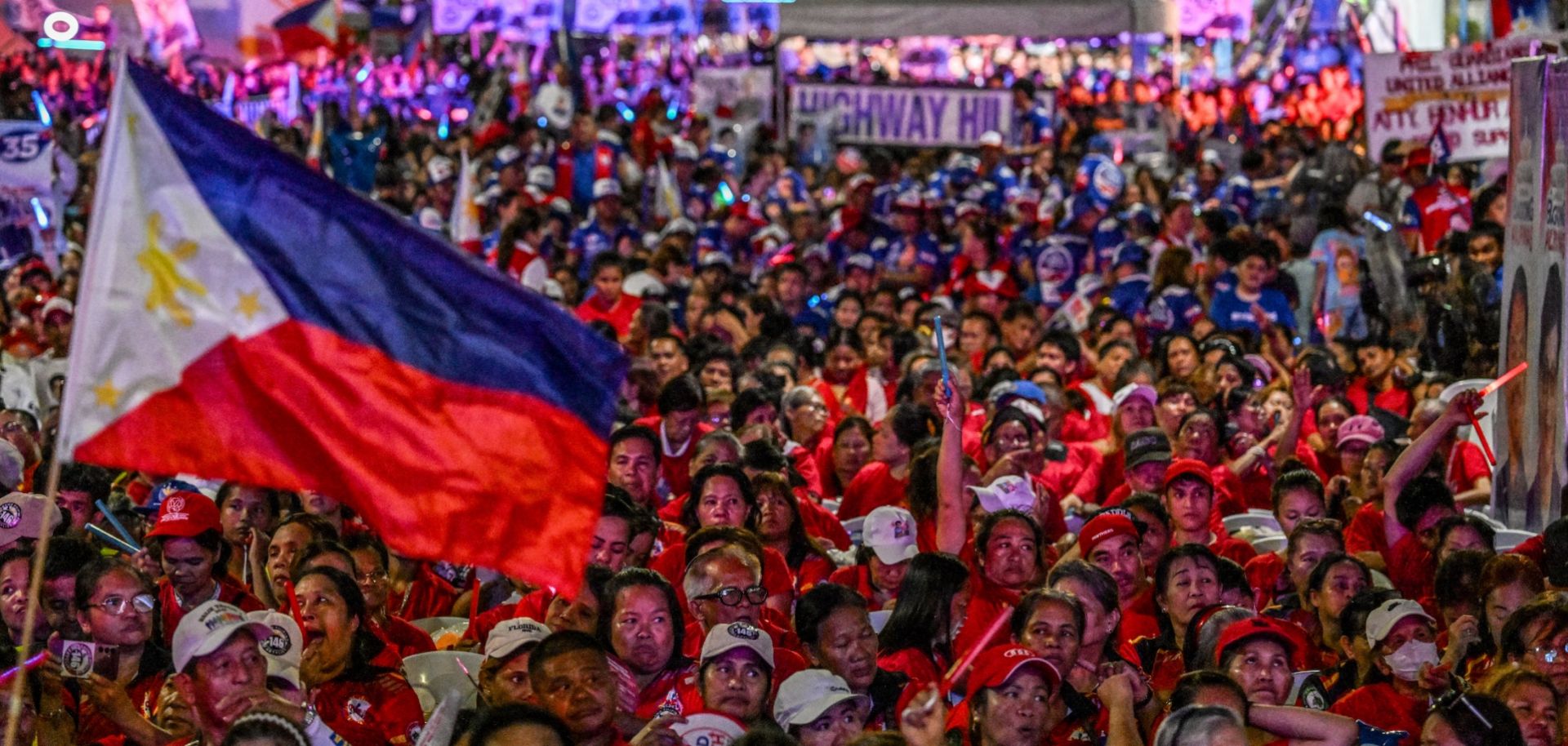 Supporters of Philippine President Ferdinand Marcos Jr. attend a campaign rally in Mandaluyong, the Philippines, on May 9, 2025, ahead of the midterm elections. 