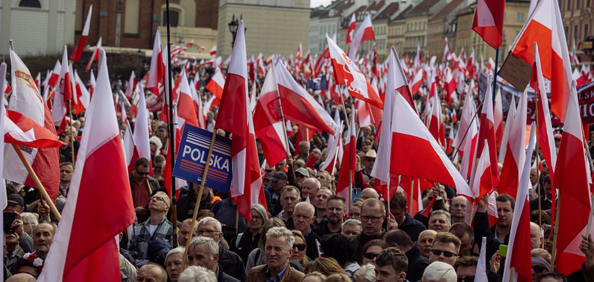 Supporters of the PiS party demonstrate April 12 in Warsaw, Poland.