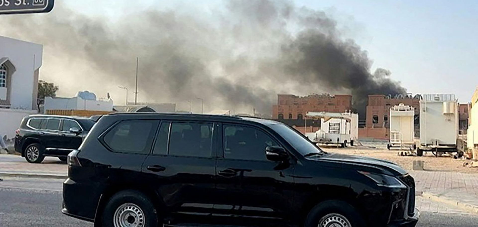 Smoke billows after explosions in Qatar's capital of Doha on Sept. 9.