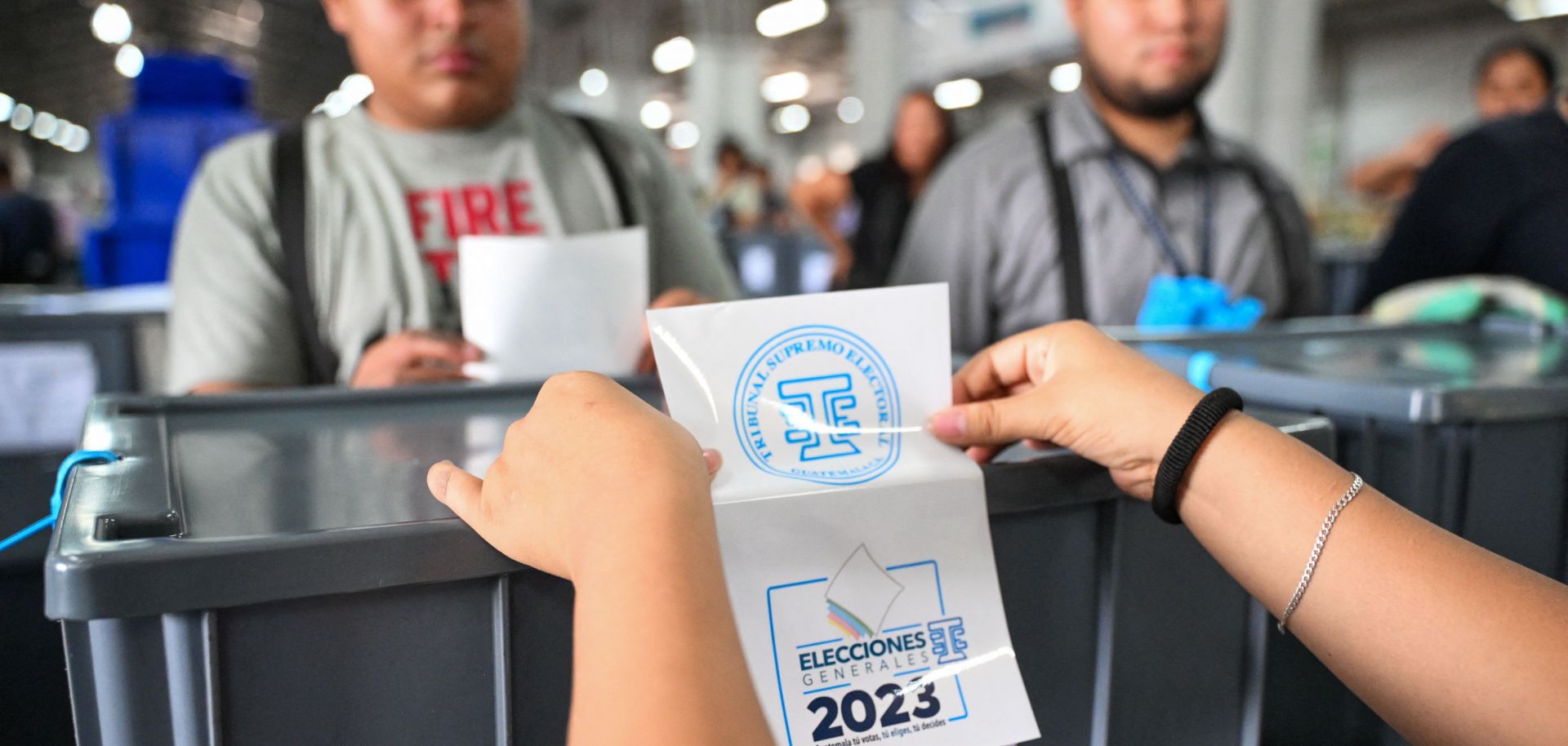 Employees of the Supreme Electoral Tribunal on June 20, 2023, arrange ballots in Guatemala City during preparations for the upcoming general elections.