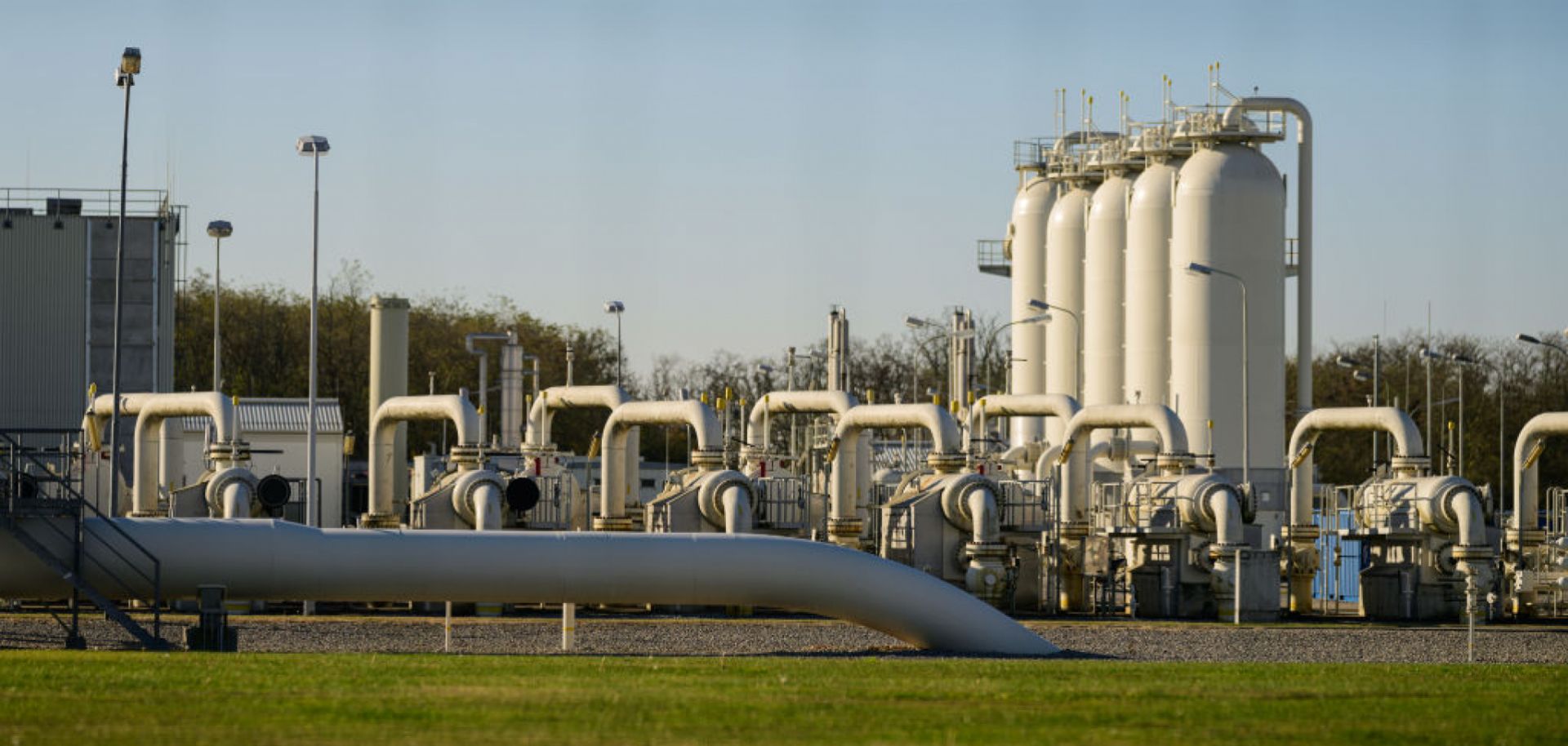 A view of the Gas Connect Austria natural gas distribution hub stand at Baumgarten an der March, Austria, on Nov. 16, 2024.