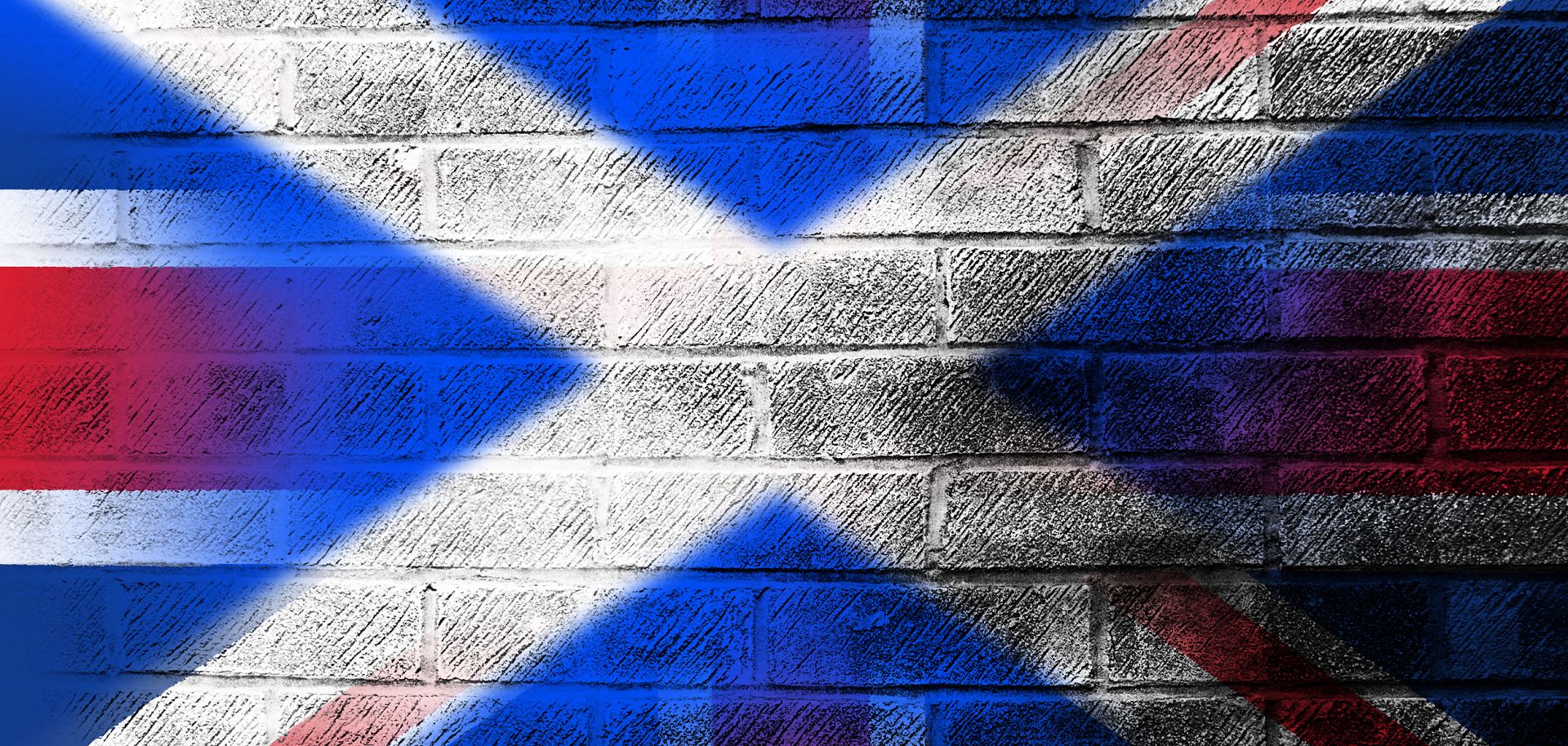 A Scottish flag painted on the Union Jack.