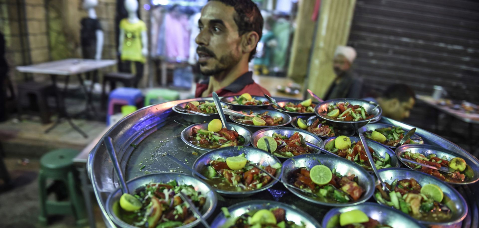 A 'suhur' meal, which is served before dawn during the holy month of Ramadan, in Cairo on May 31, 2018.