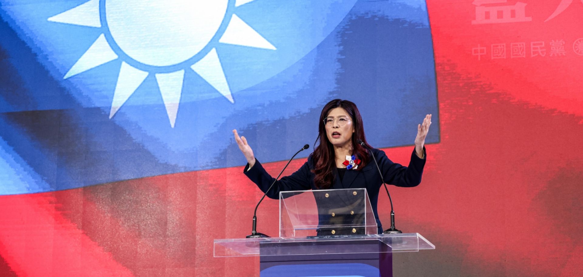 Newly elected opposition Kuomintang (KMT) leader Cheng Li-wun delivers a speech in Taipei on Nov. 1, 2025. 