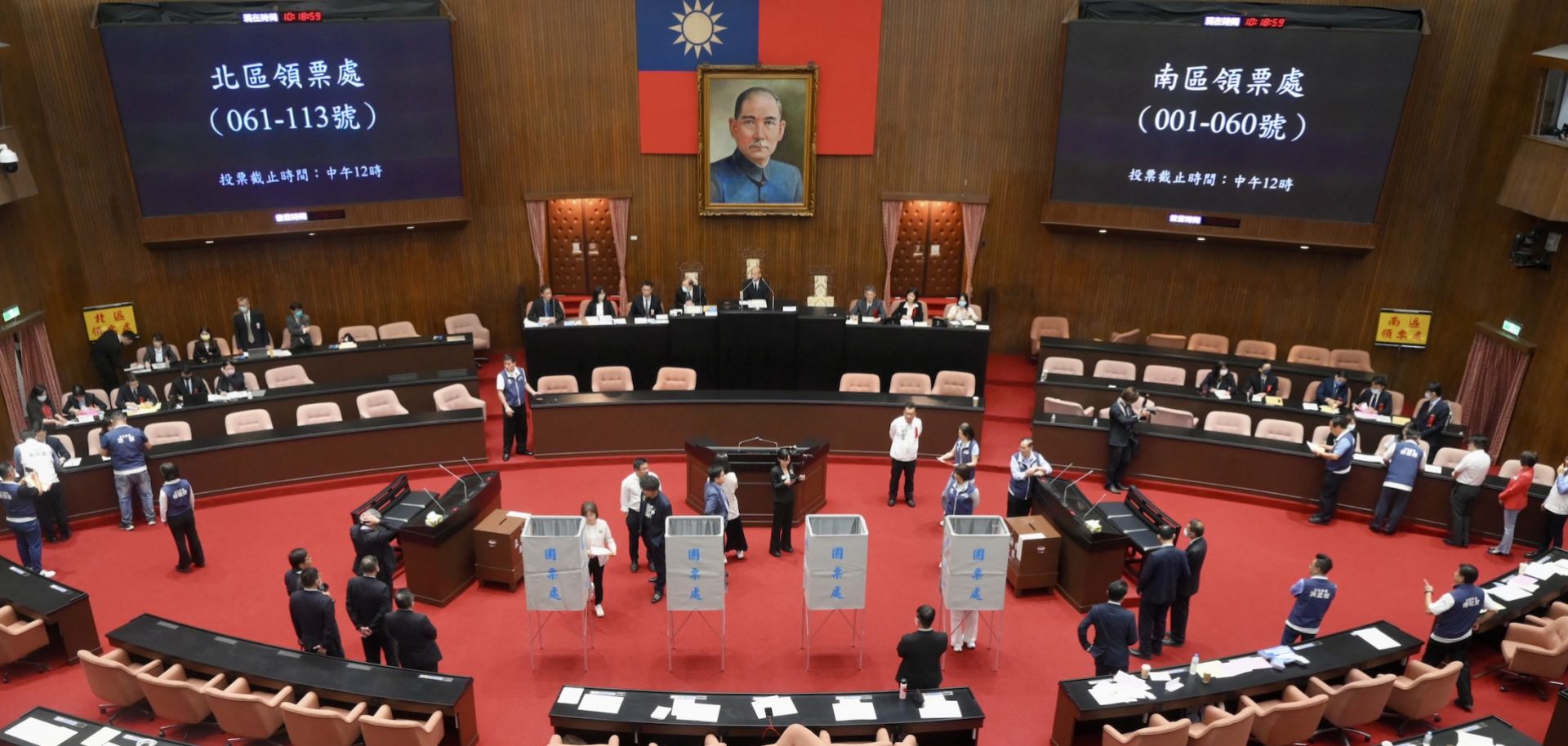 Taiwanese lawmakers prepare to vote on reconsidering controversial bills in Taipei, Taiwan, on June 21, 2024. 