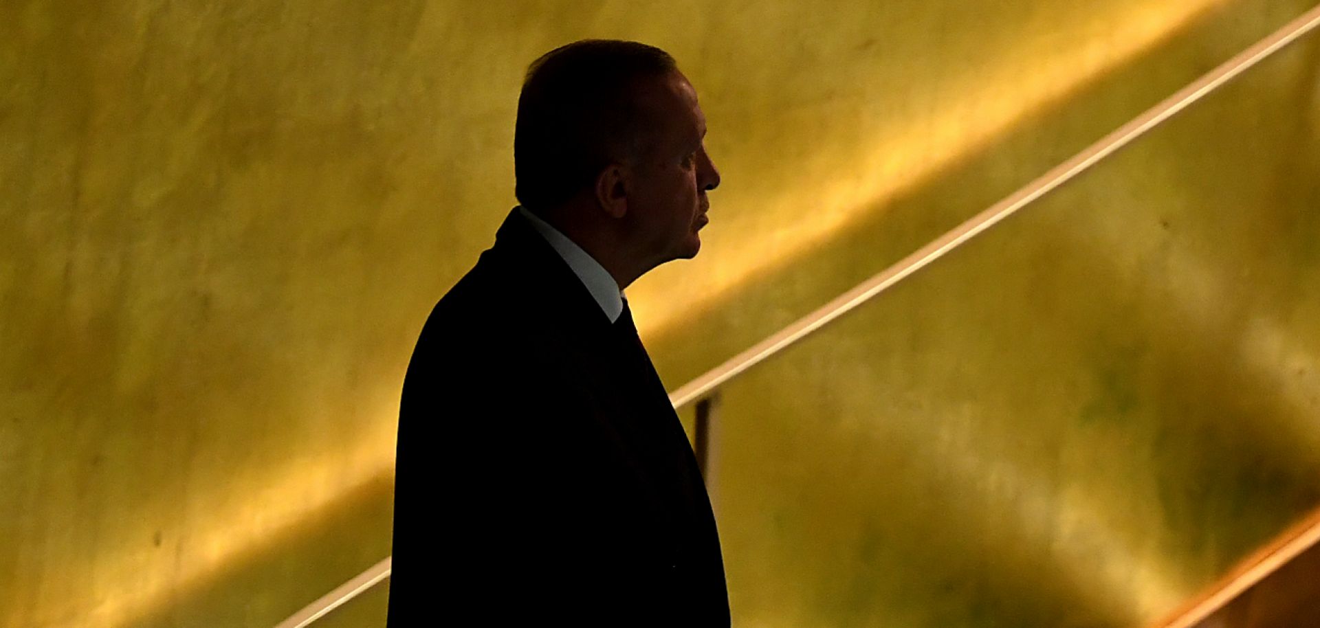 Turkish President Recep Tayyip Erdogan arrives at the U.N. headquarters in New York City on Sept. 21, 2021.