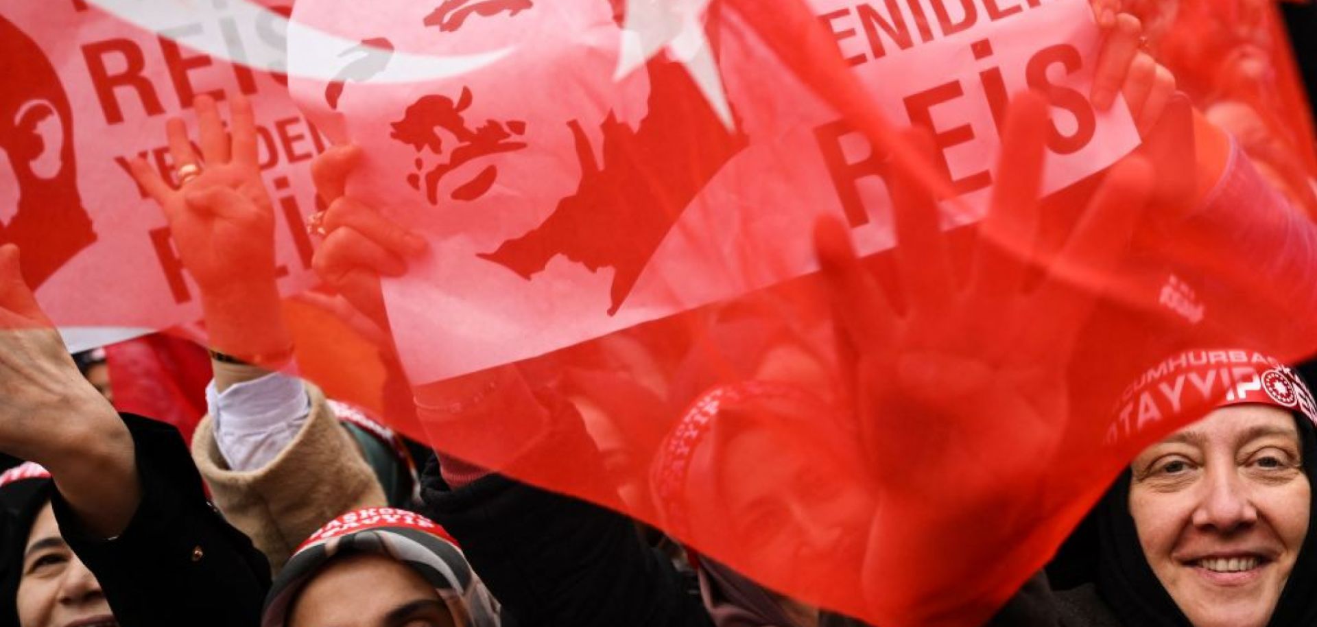 Supporters of AKP and Turkish President Recep Tayyip Erdogan on May 12, 2023, in Istanbul.