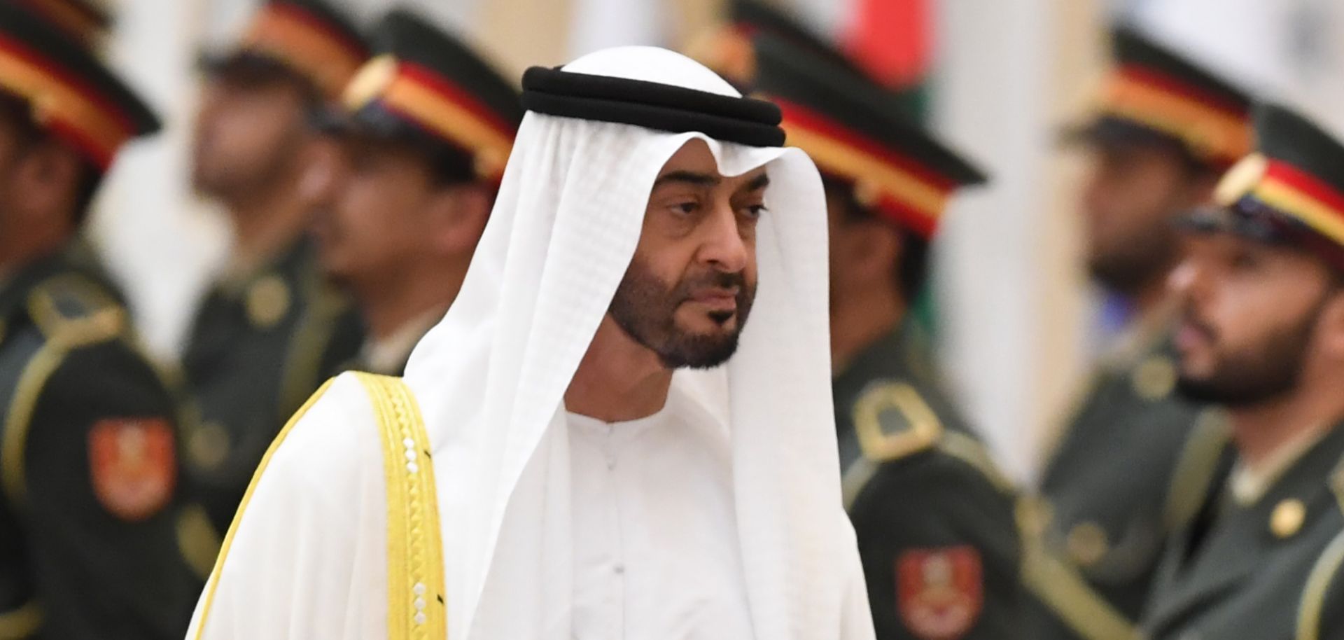Sheikh Mohamed bin Zayed al-Nahyan, the crown prince of Abu Dhabi, during an official welcoming Oct. 15, 2019, in the Emirati capital's Al-Watan presidential palace.