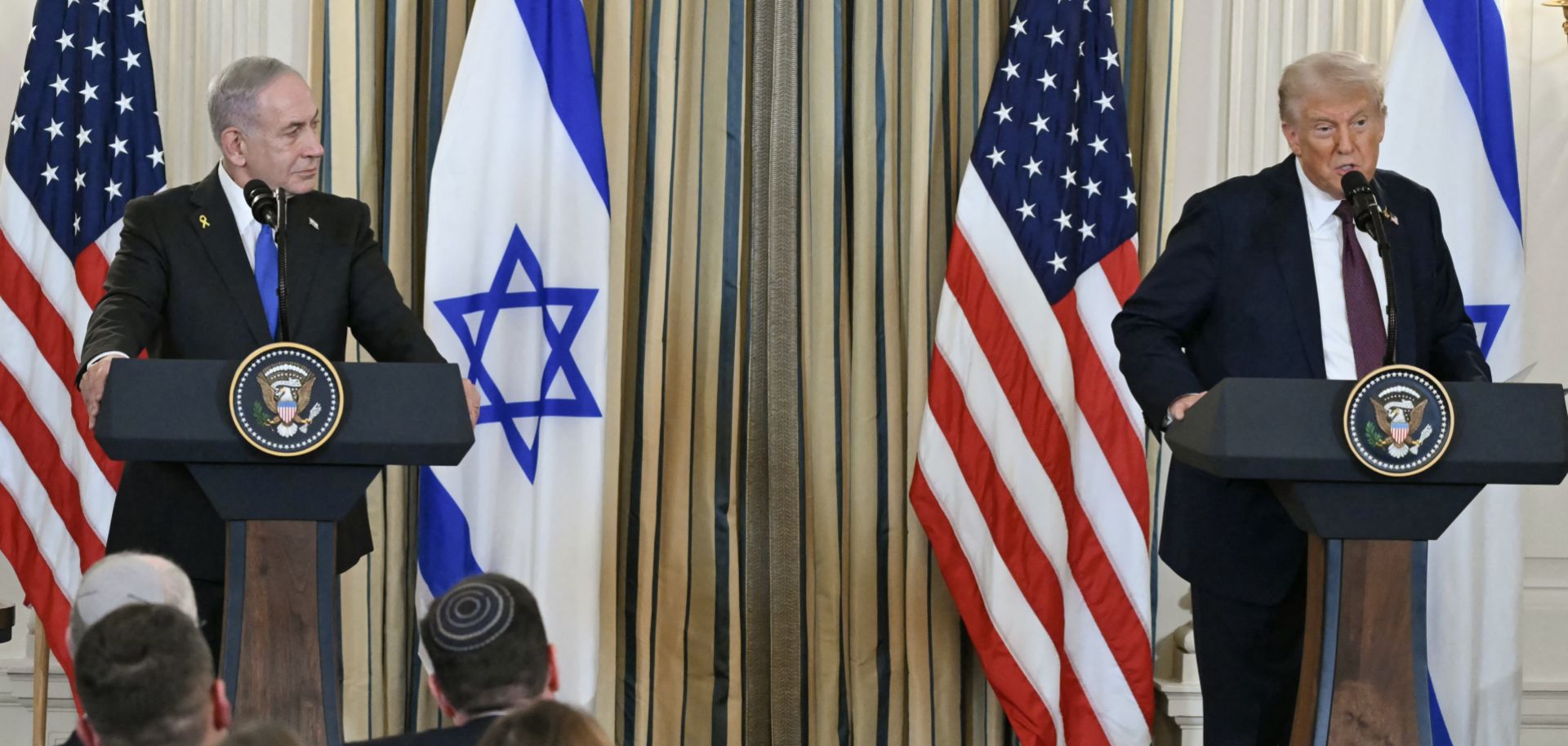 U.S. President Donald Trump and Israeli Prime Minister Benjamin Netanyahu participate in a press conference in the State Dining Room of the White House in Washington, D.C., on Sept. 29, 2025.