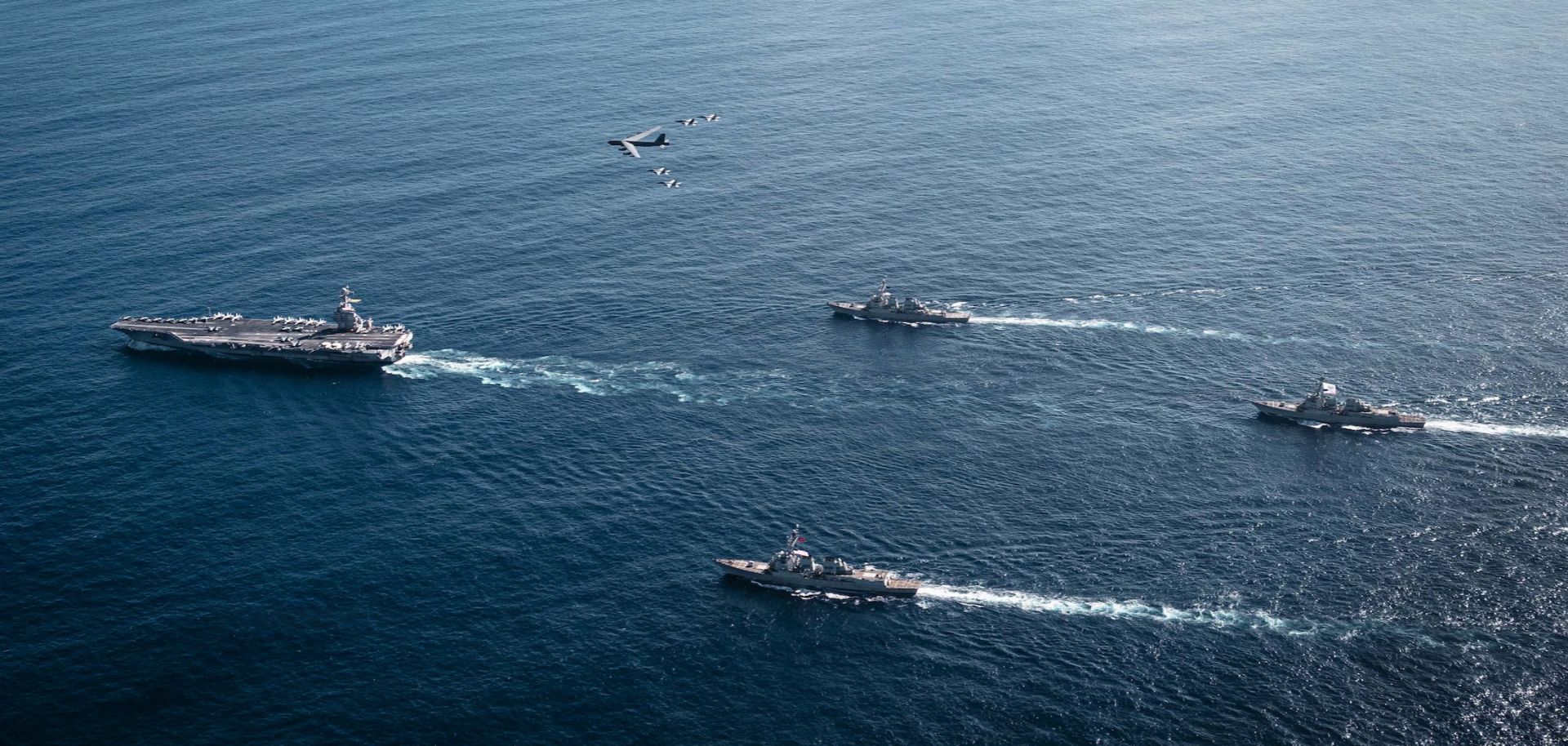 The U.S. Navy's Gerald R. Ford Carrier Strike Group participates in joint operations with the U.S. Air Force on Nov. 13, 2025.
