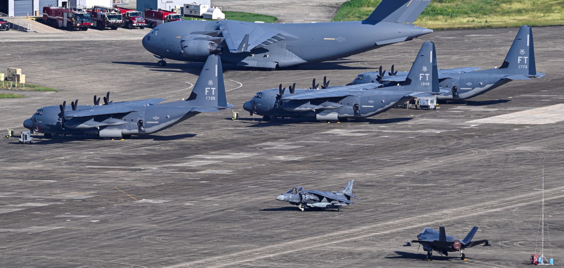 A U.S. Marine Corps AV-8B Harrier II on Dec. 15 taxis at Jose Aponte de la Torre Airport in Ceiba, Puerto Rico.