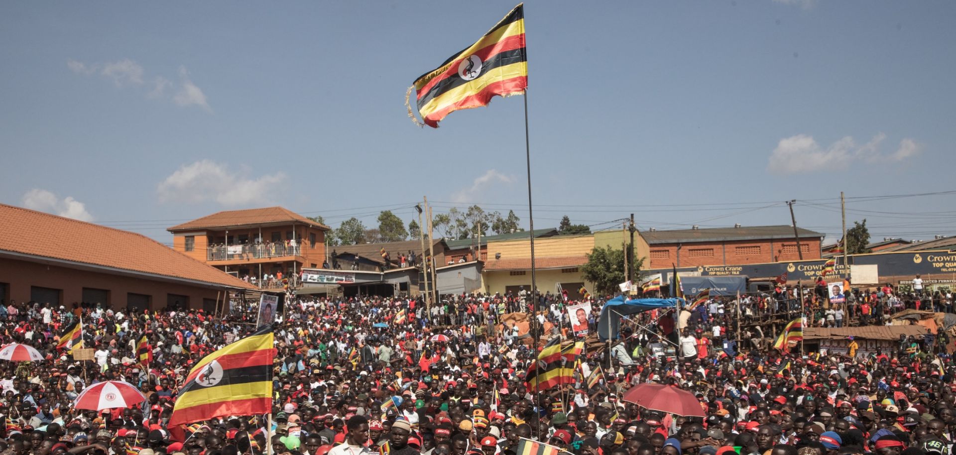 Supporters of National Unity Platform (NUP) presidential candidate and opposition leader Robert Kyagulanyi, also known as Bobi Wine, gather to attend a campaign rally in Kampala, on Nov. 24, 2025. 