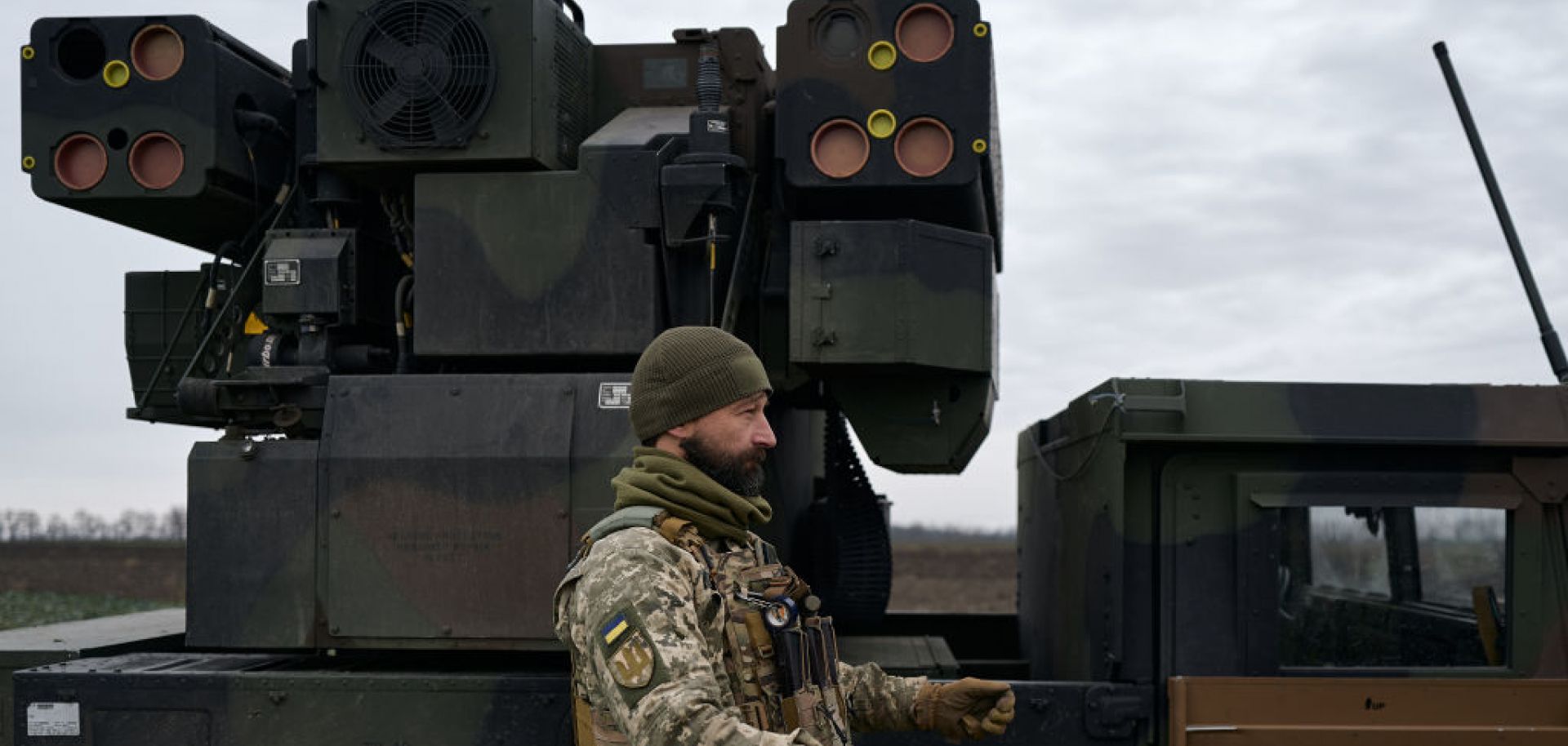 A Ukrainian soldier works on an AN/TWQ-1 Avenger anti-aircraft missile system on Nov. 28, 2023, in Kyiv, Ukraine. 