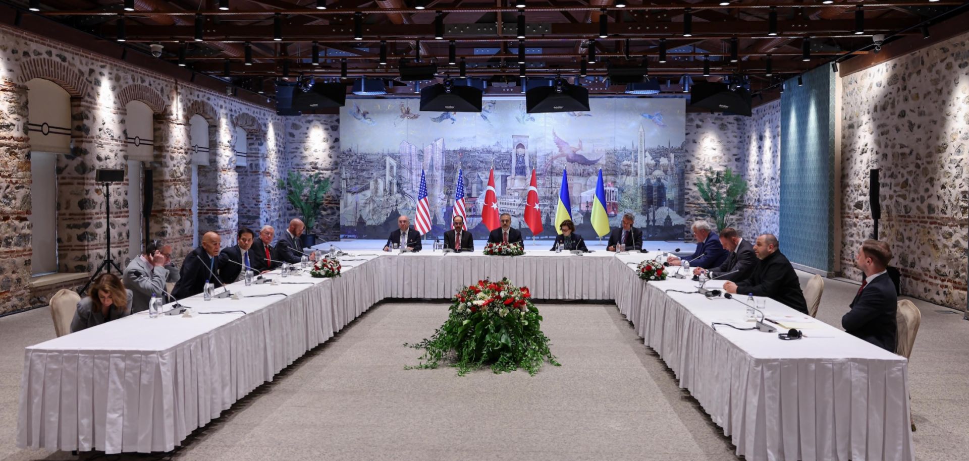 Ukrainian, U.S. and Russian delegates meet for peace talks in Istanbul, Turkey, on May 16, 2025. 