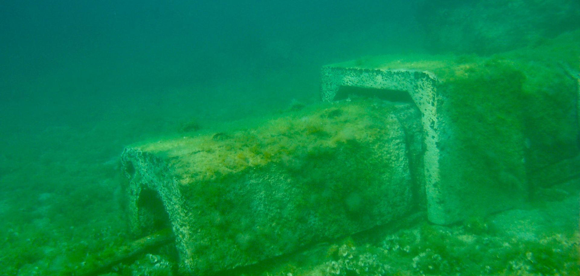 An underwater electric power cable beside Eva beach on the island of Hvar, Croatia.