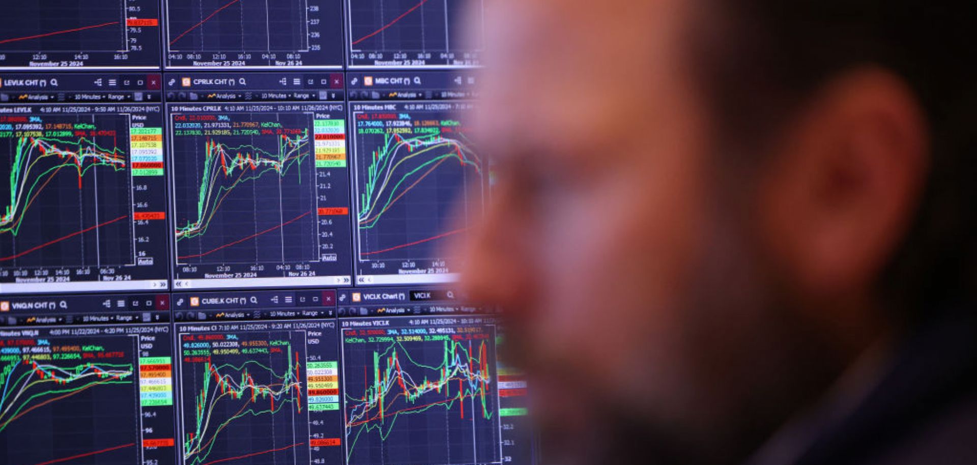 NYSE workers during morning trading Nov. 26 in New York.