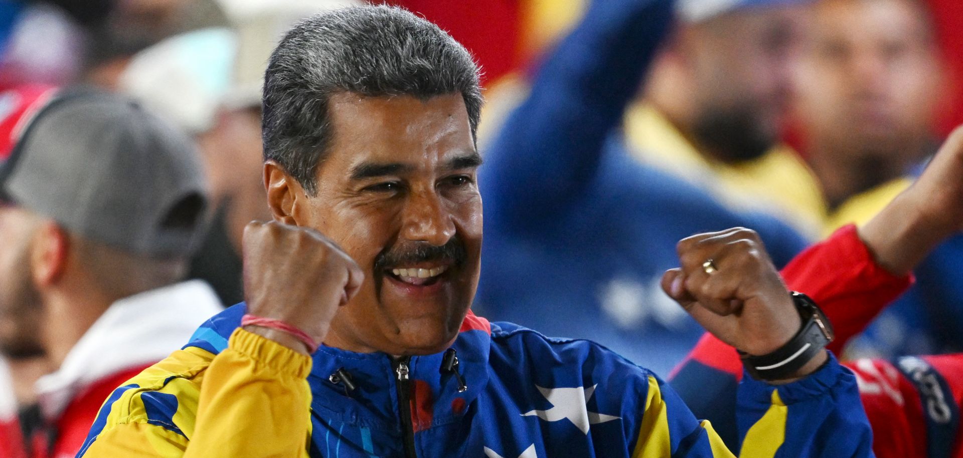 Venezuelan President and presidential candidate Nicolas Maduro reacts following the presidential election results in Caracas on July 29, 2024.