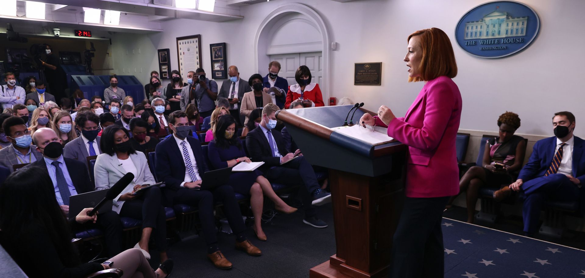 White House Press Secretary Jen Psaki fields questions from reporters about U.S. policy toward Taiwan on Oct. 22, 2021.