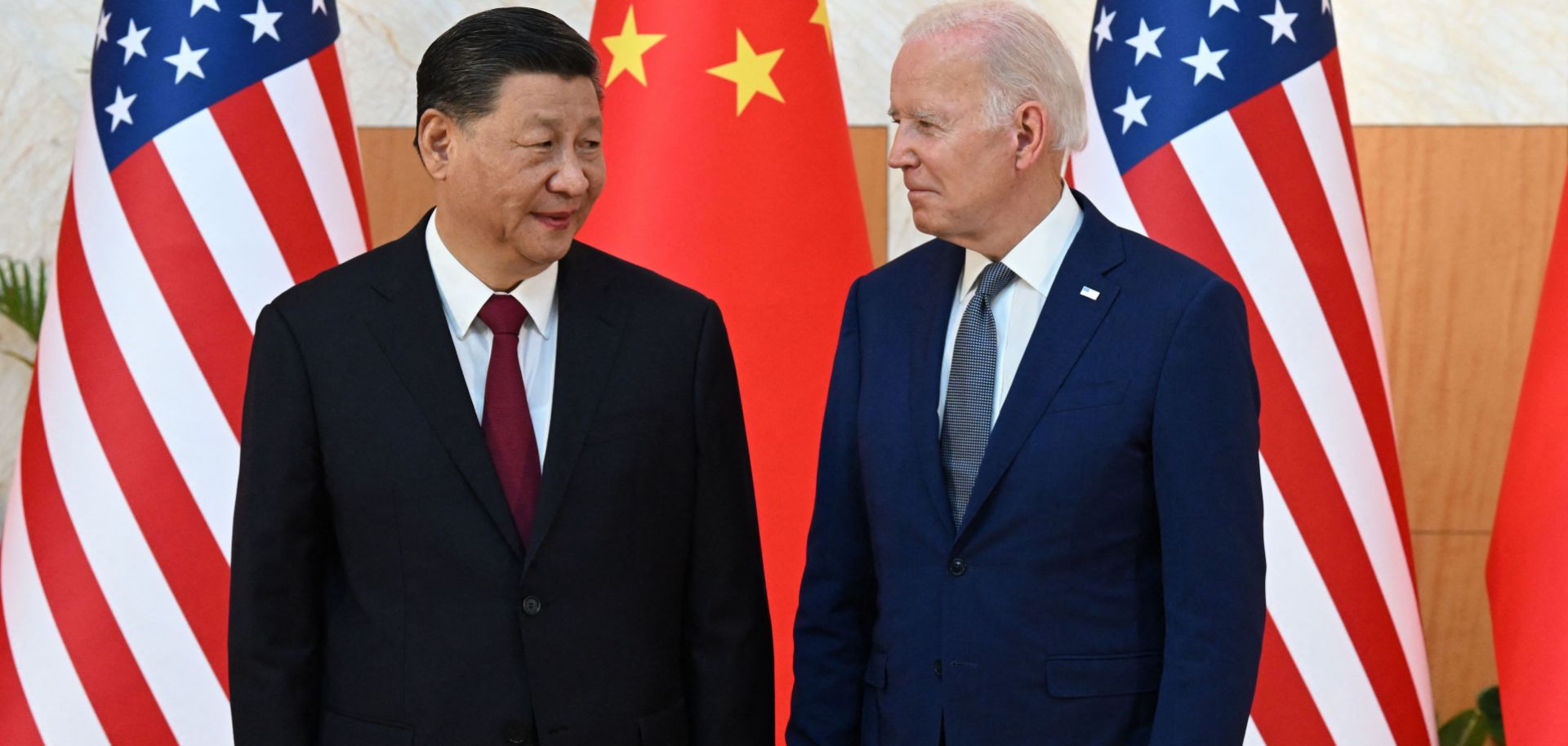 U.S. President Joe Biden (R) and Chinese President Xi Jinping meet Nov. 14, 2022, in Bali, Indonesia.