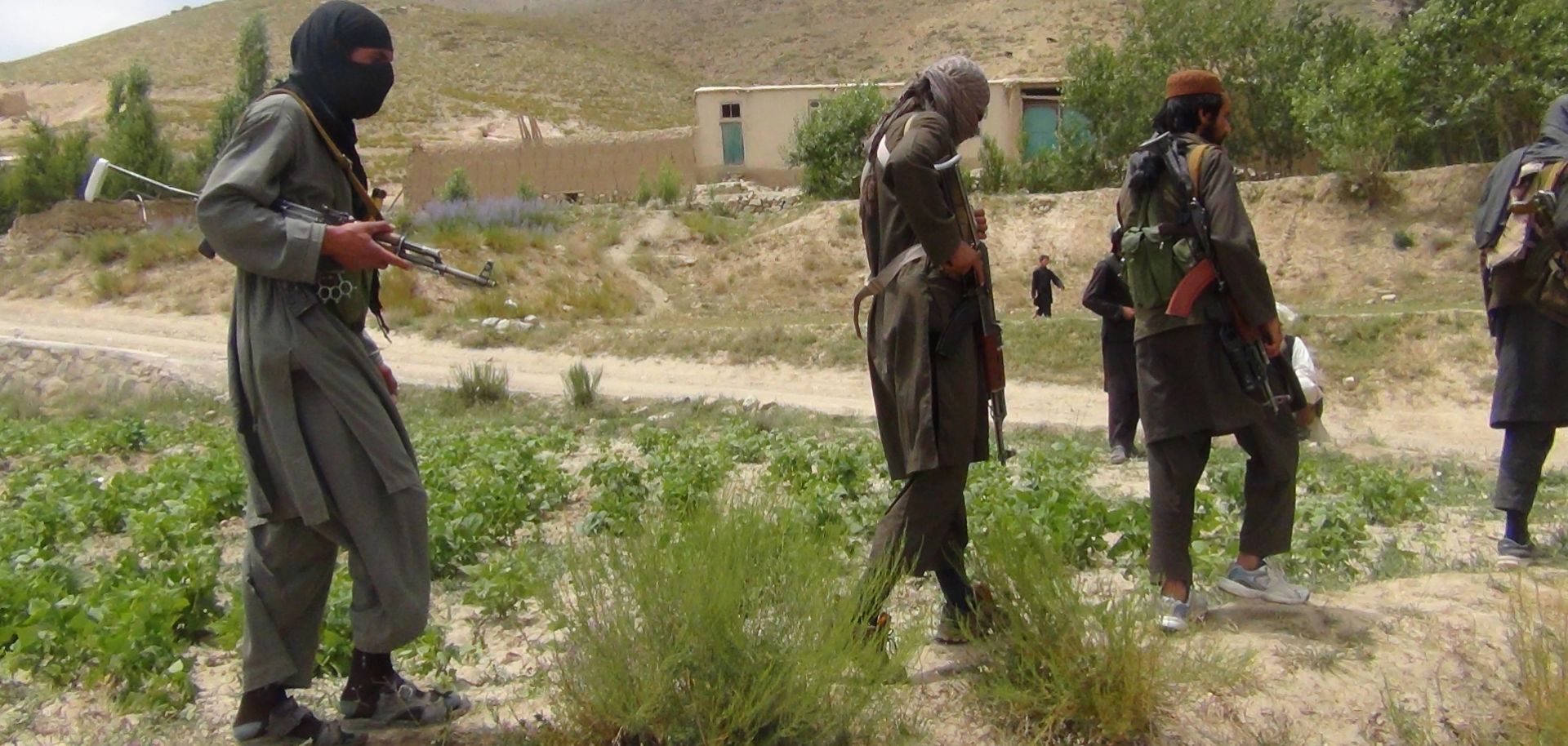 Taliban fighters patrol near Gardez, near Afghanistan's border with Pakistan.