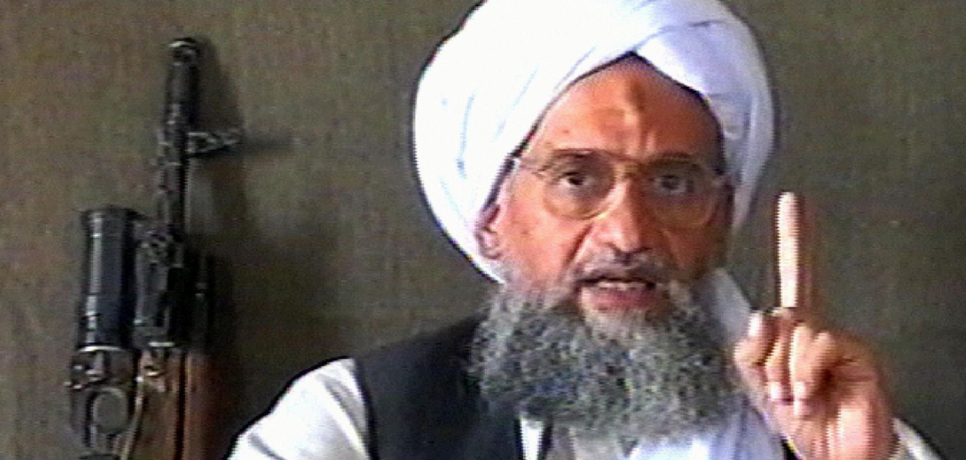 A TV grab from the Qatar-based Al Jazeera dated June 17, 2005, shows al Qaeda leader Ayman al-Zawahiri delivering a speech at an undisclosed location.