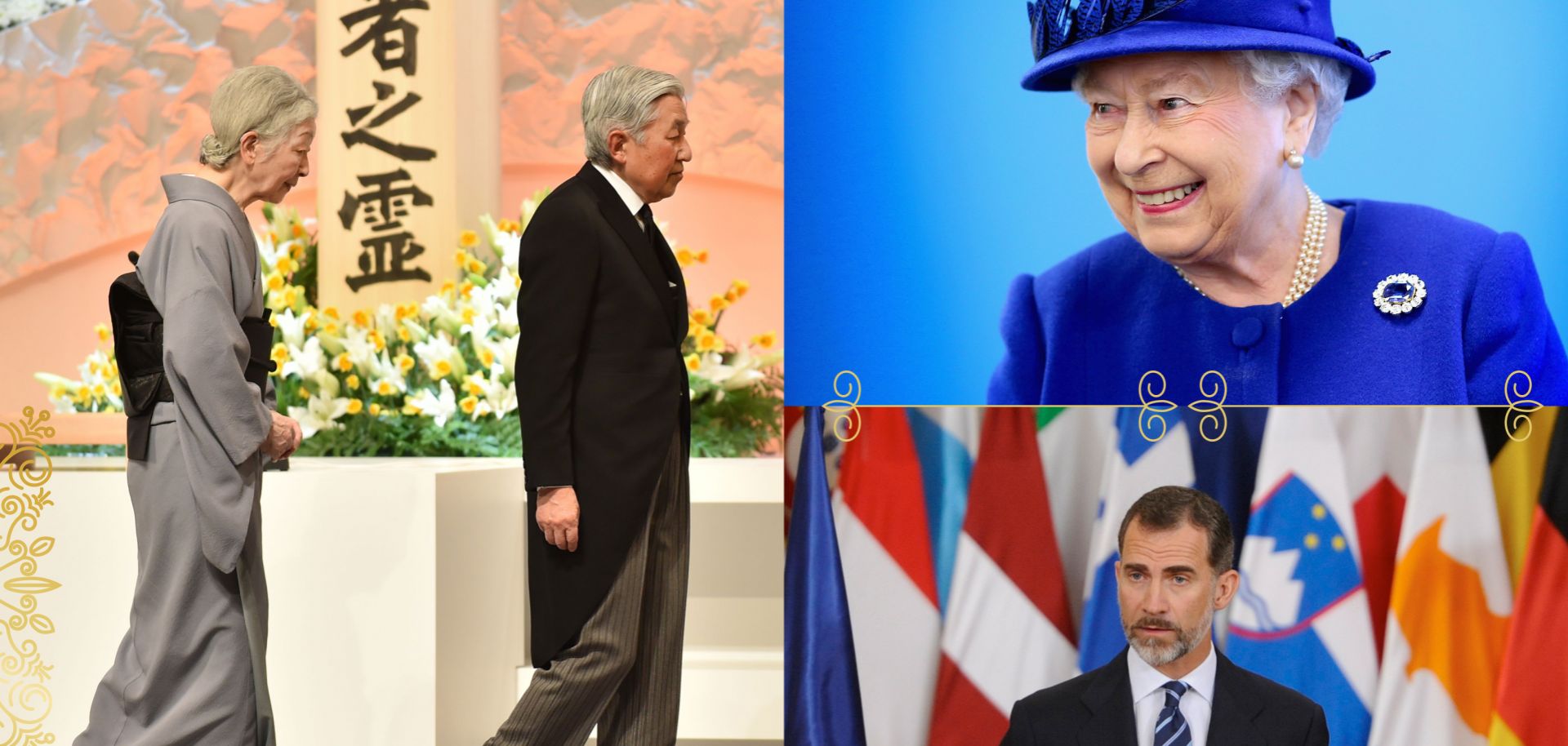 Challenges will continue to test the modern suitability of the institutions that Emperor Akihito of Japan, Queen Elizabeth II of the United Kingdom and King Felipe VI of Spain represent.