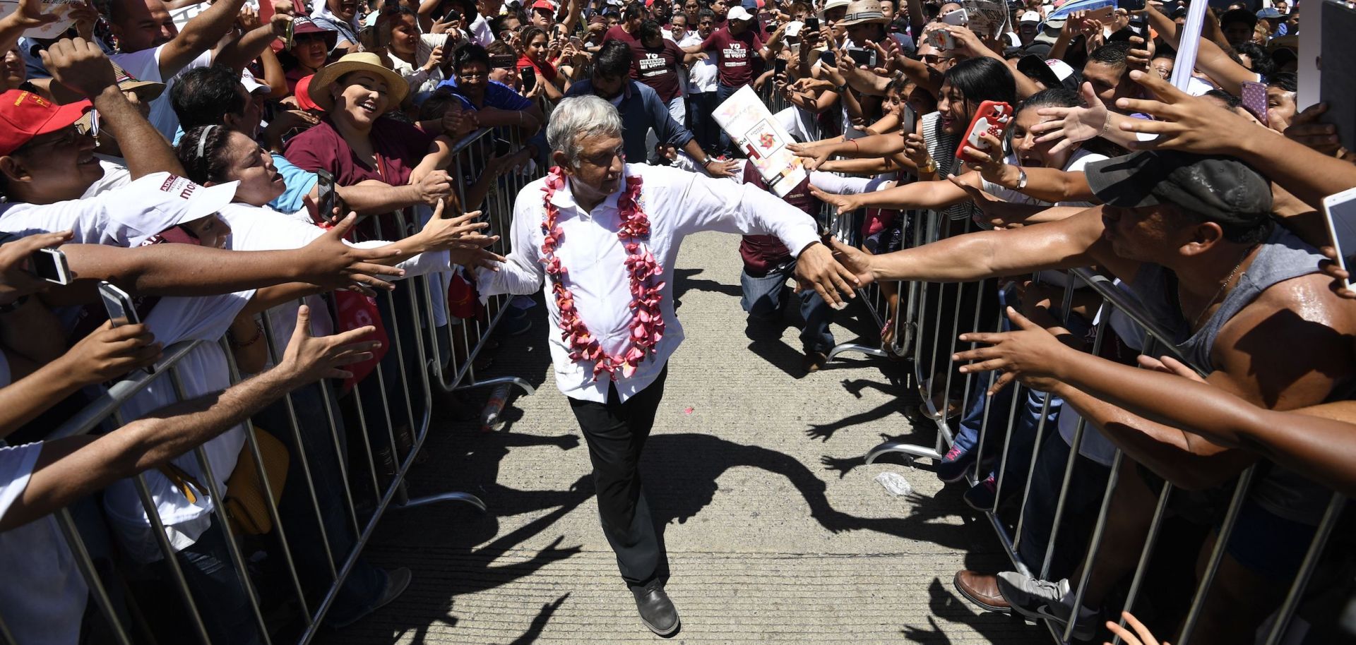 Presidential front-runner Andres Manuel Lopez Obrador greets supporters at a rally in Acapulco, Mexico, on June 25, 2018.