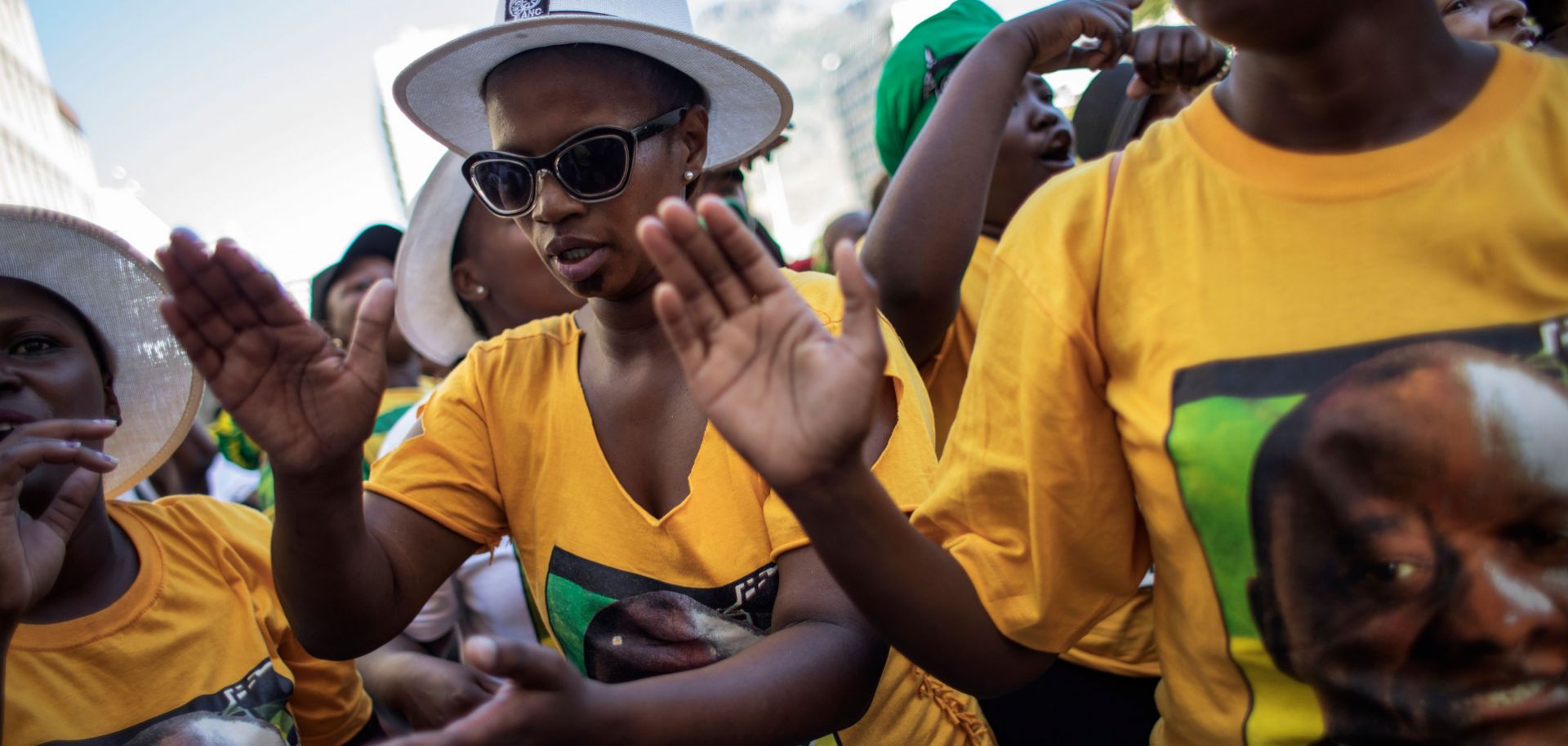 Supporters of South African President Cyril Ramphosa and his African National Congress party at a rally