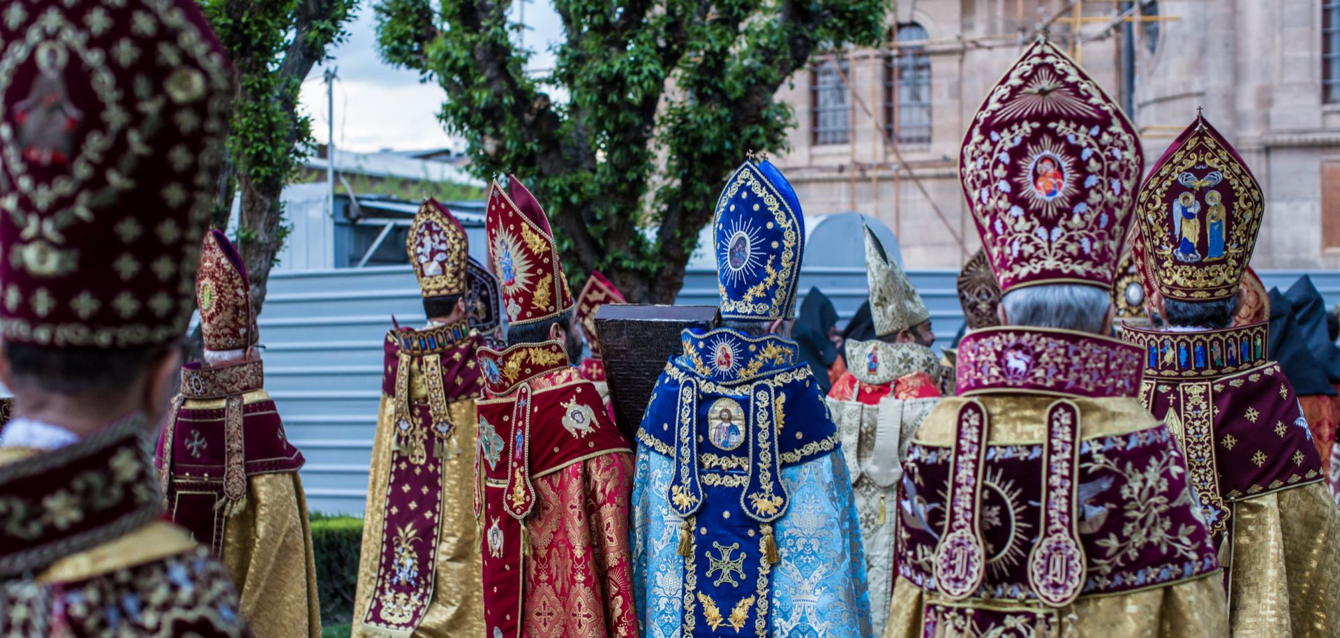 Leaders of the Armenian Apostolic Church attend a ceremony commemorating the 100th anniversary of the Armenian genocide.