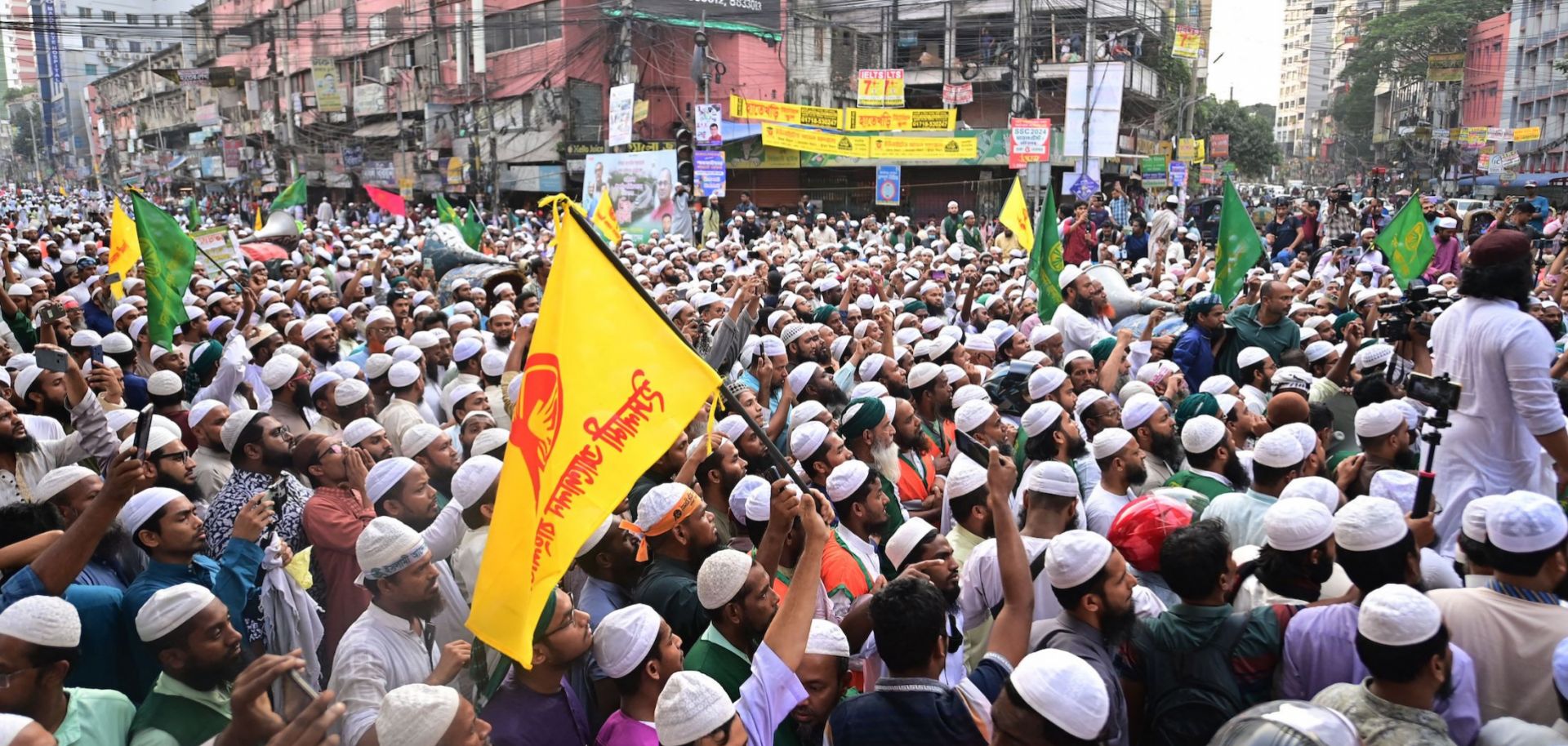 Activists march toward Bangladesh's election commission in Dhaka on Nov. 15, 2023, to protest the announcement of the general election's date. 