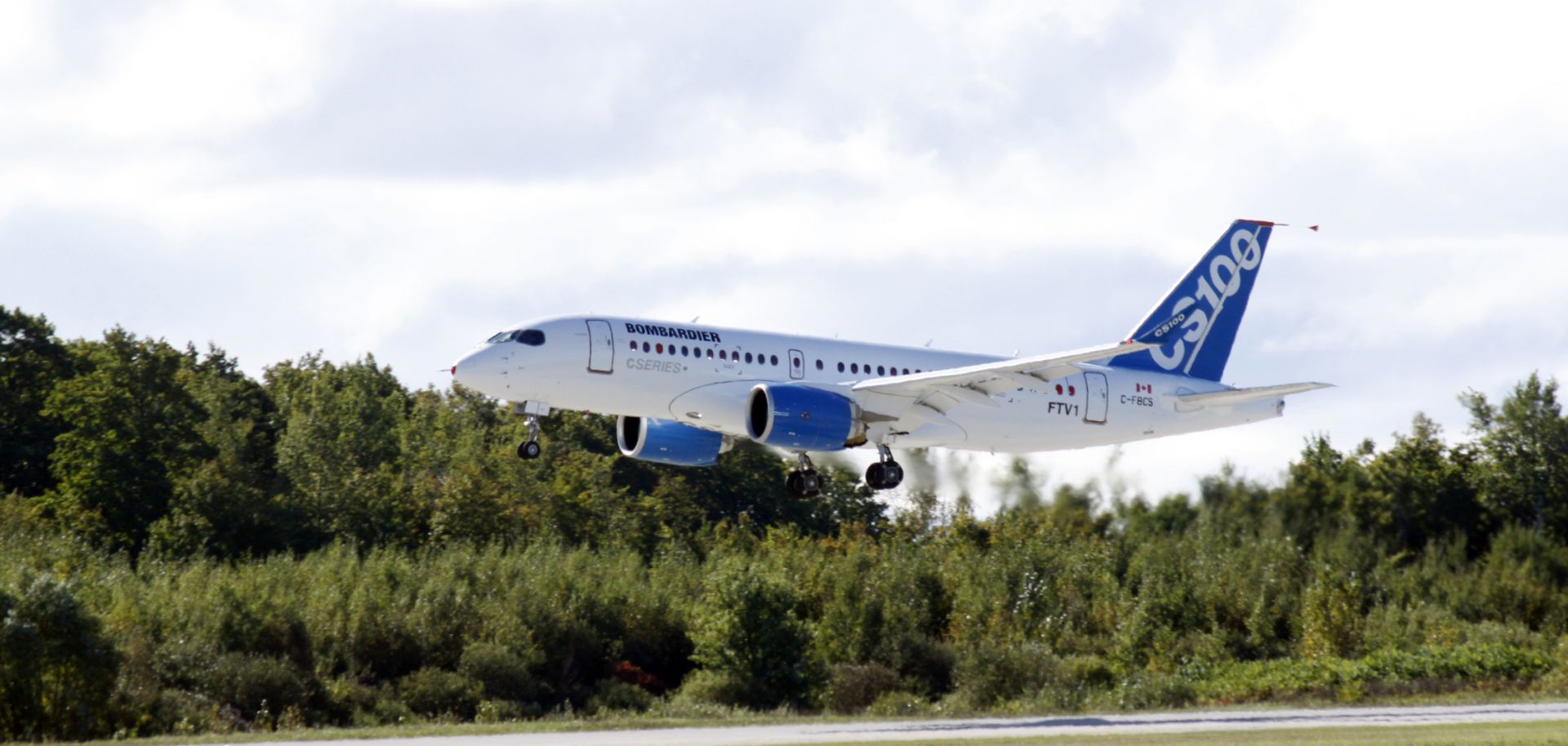 A new Bombardier C Series aircraft takes flight. 