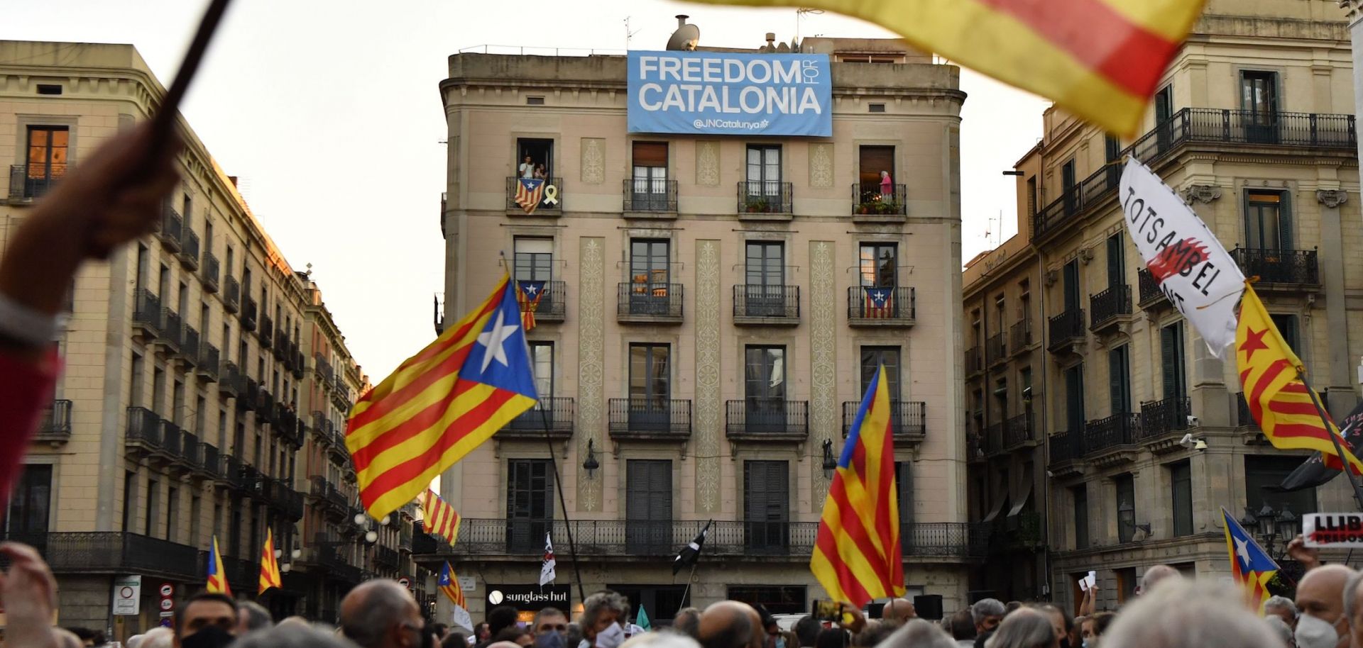 A pro-Catalan independence rally on Sept. 28, 2020, in the Spanish city of Barcelona.